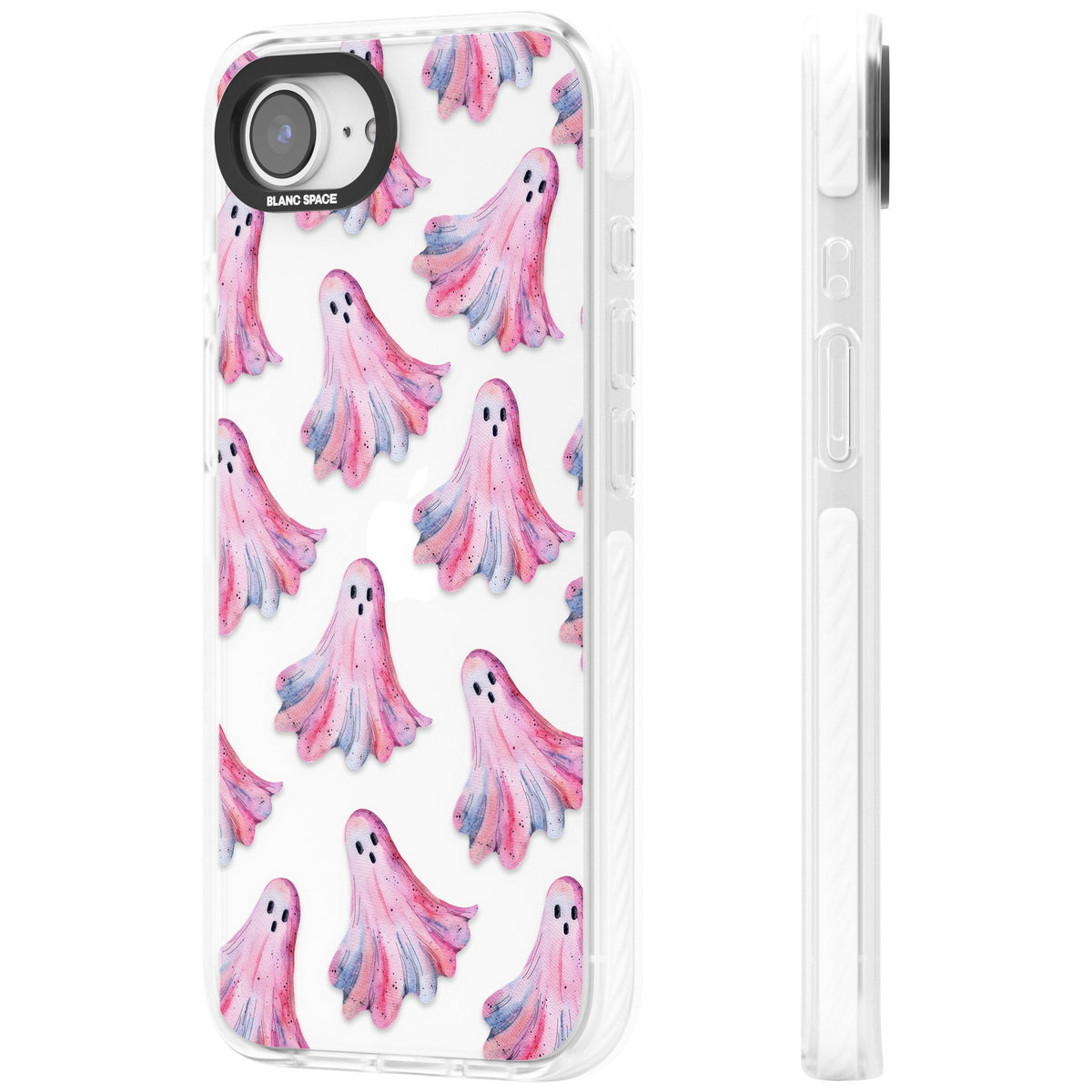 Pink Ghosts iPhone 16e / iPhone 17e Impact Clear Phone Case side