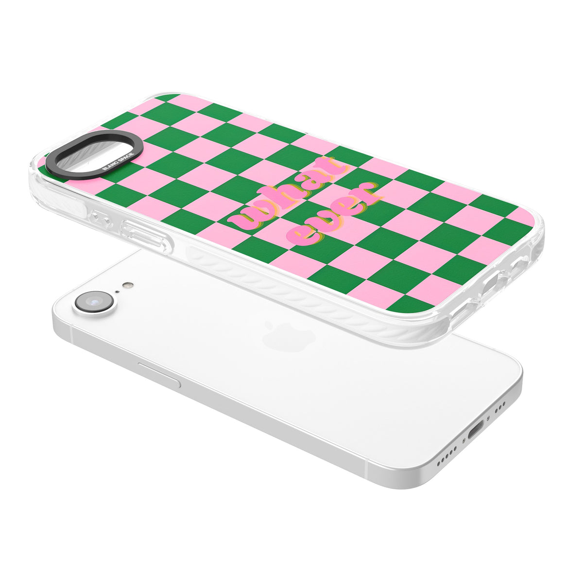 Whatever iPhone 16e / iPhone 17e Impact Clear Phone Case angled