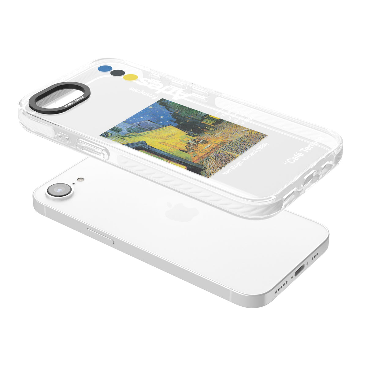 Cafe Terrace At Night iPhone 16e / iPhone 17e Impact Clear Phone Case angled