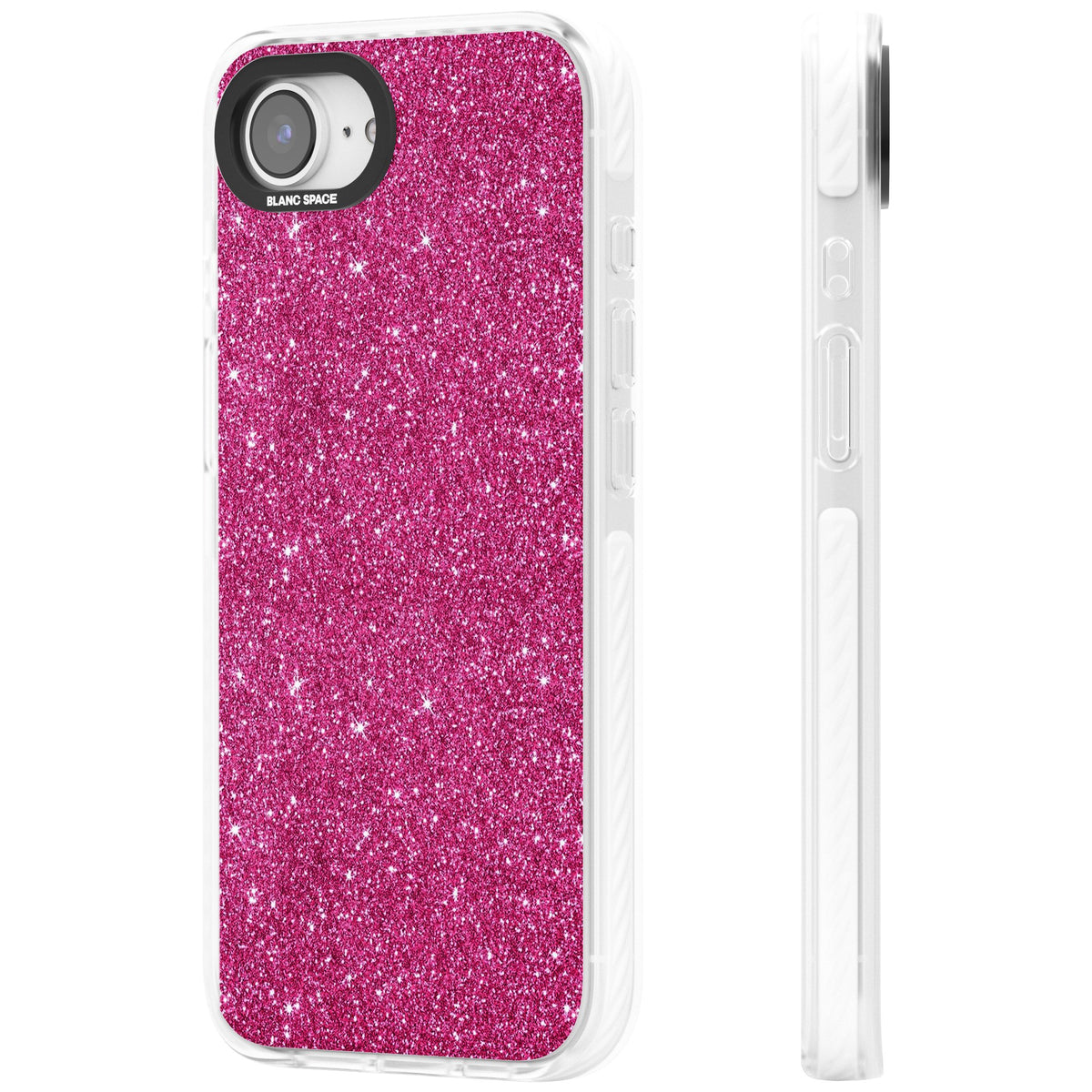 Pink Glitter iPhone 16e / iPhone 17e Impact Clear Phone Case side