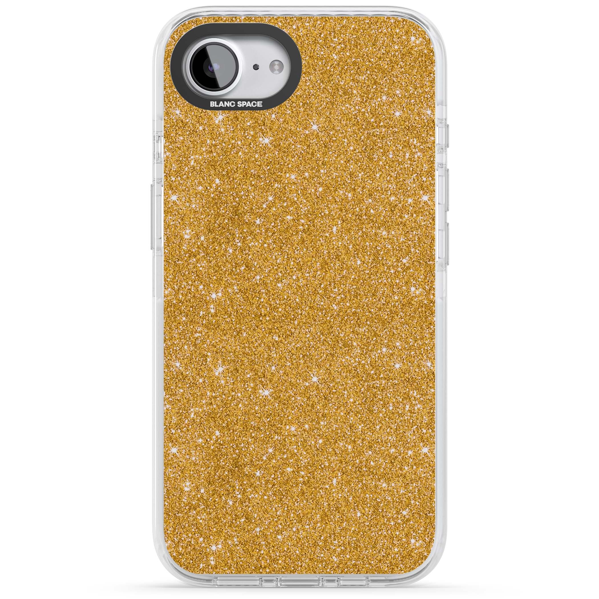 Gold Glitter gold glitter iPhone case featuring a shimmering sparkle wallpaper design in luxury gold | Clear Impact case for iPhone 16e, iPhone 17e