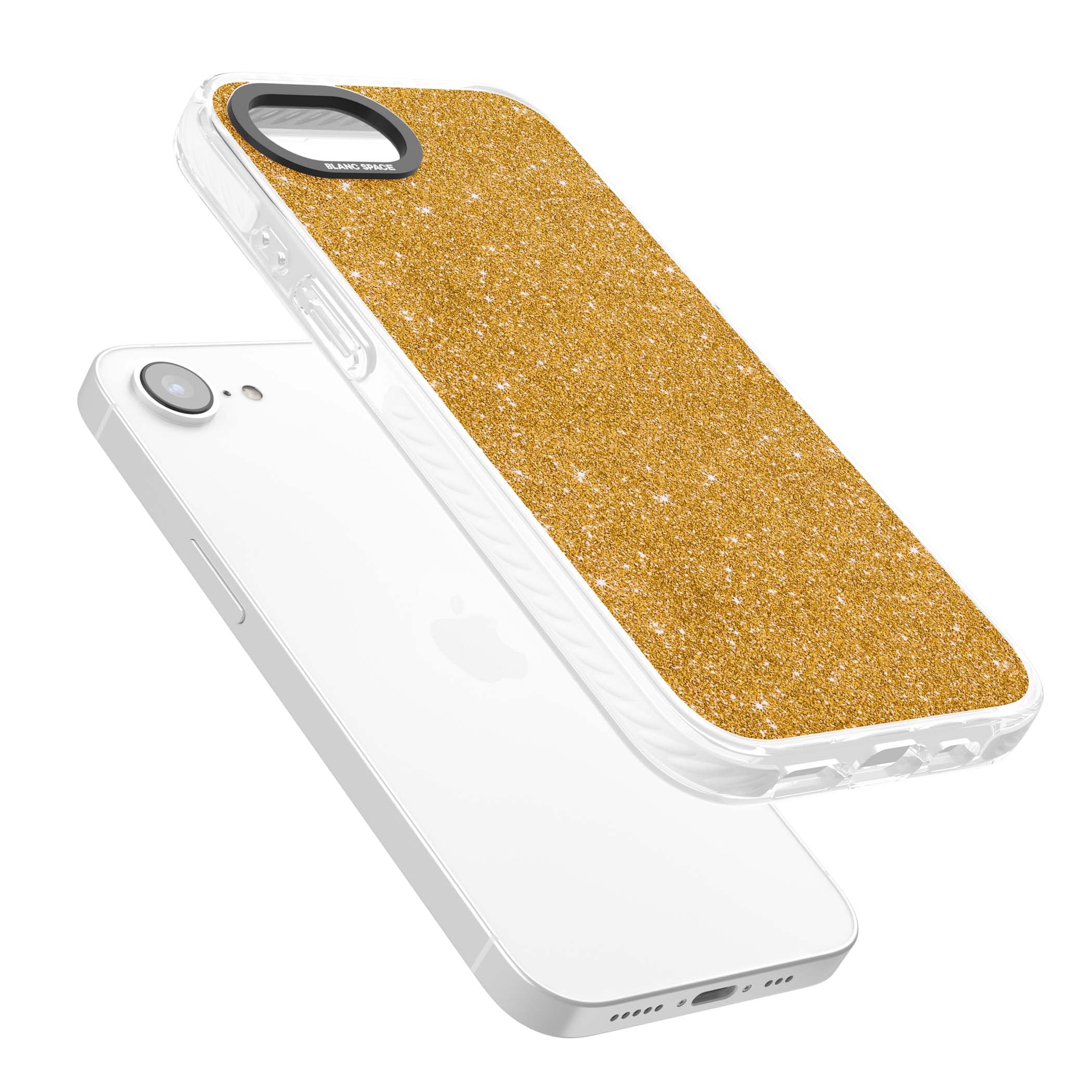 Gold Glitter gold glitter iPhone case featuring a shimmering sparkle wallpaper design in luxury gold | Clear Impact case for iPhone 16e, iPhone 17e