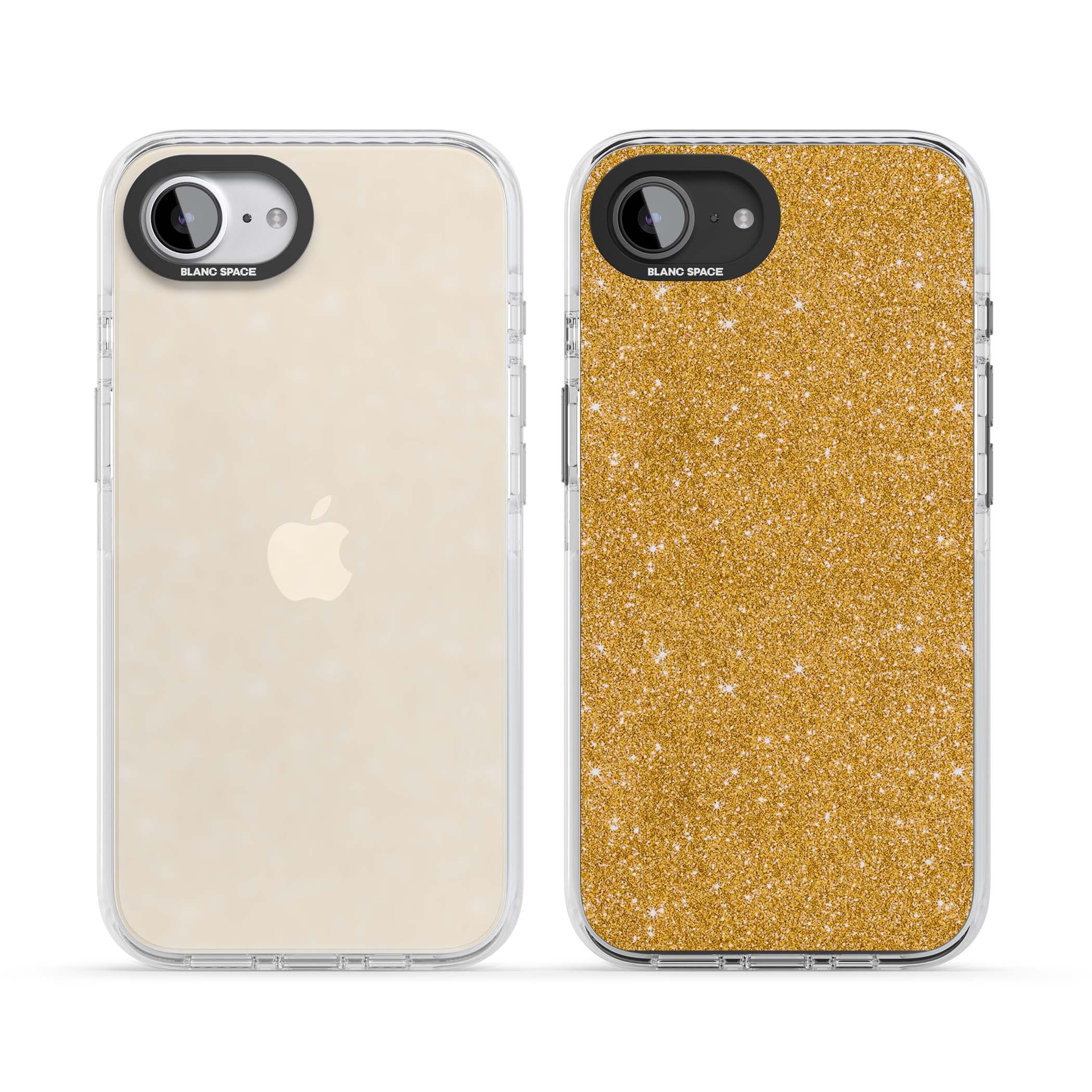 Gold Glitter gold glitter iPhone case featuring a shimmering sparkle wallpaper design in luxury gold | Clear Impact case for iPhone 16e, iPhone 17e