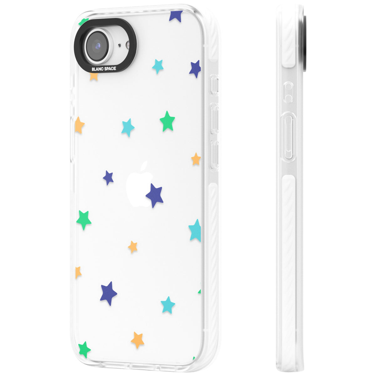 Pastel Star Pattern iPhone 16e / iPhone 17e Impact Clear Phone Case side