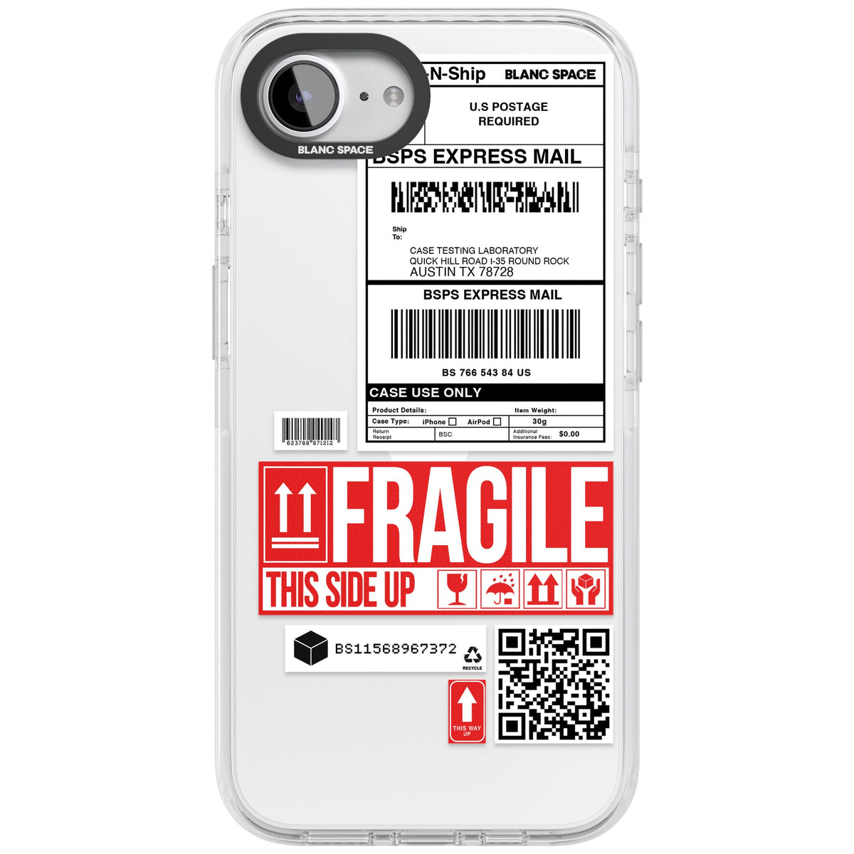 Shipping Label iPhone 16e / iPhone 17e Impact Clear Phone Case front