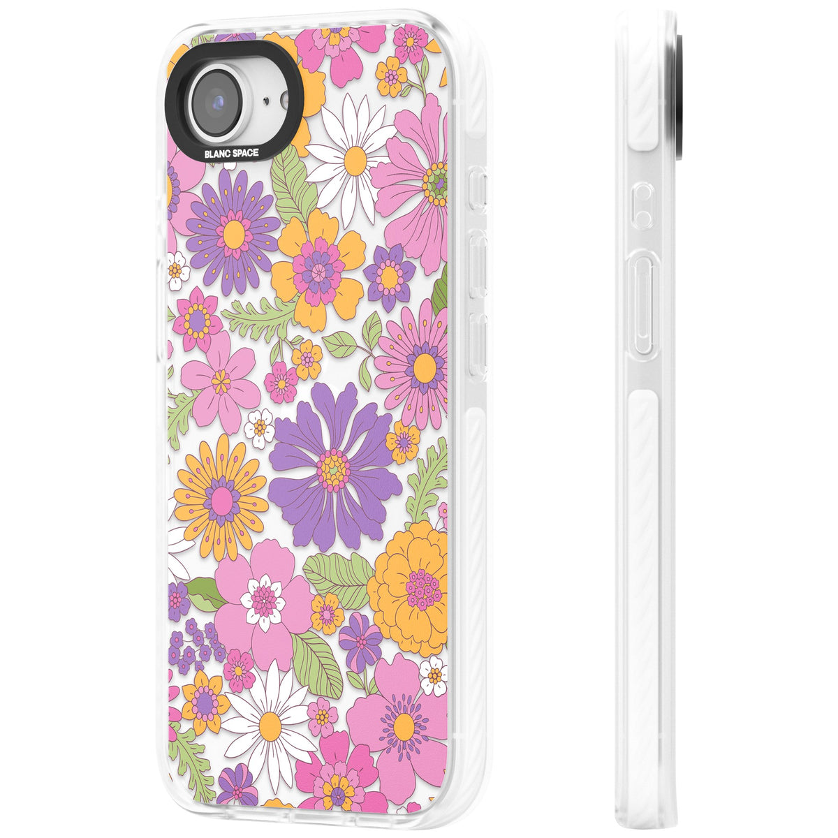 Soft Flowers iPhone 16e / iPhone 17e Impact Clear Phone Case side