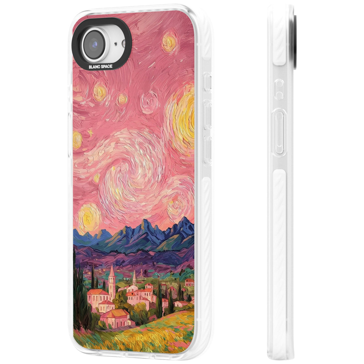 The Starry Sunset iPhone 16e / iPhone 17e Impact Clear Phone Case side
