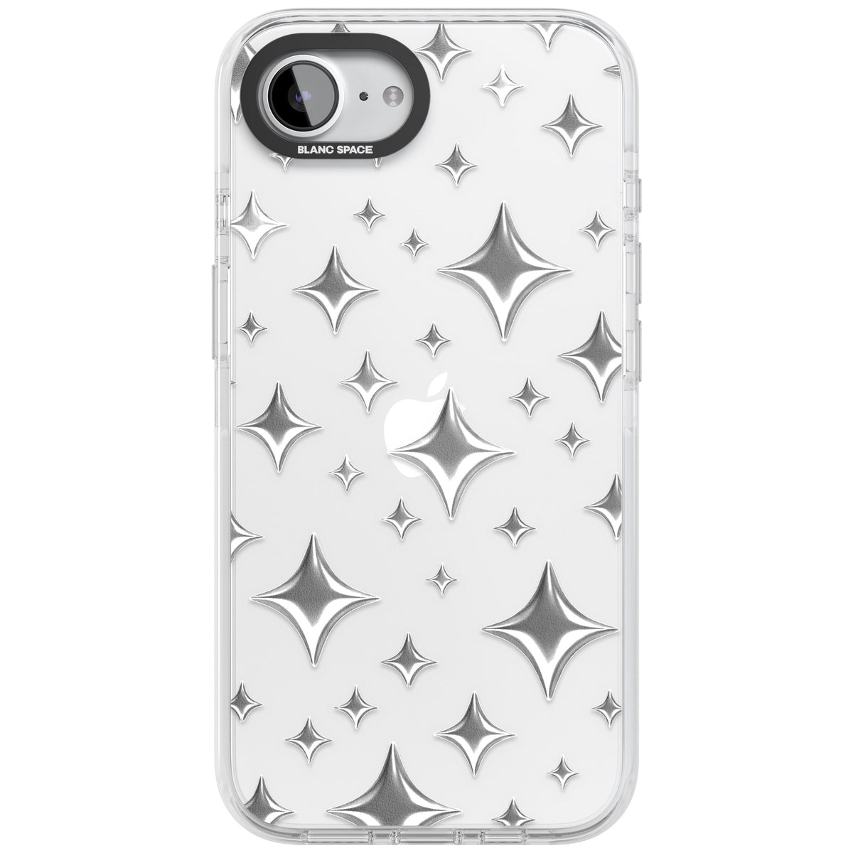 Chrome Puff Sparkle Pattern iPhone 16e / iPhone 17e Impact Clear Phone Case front