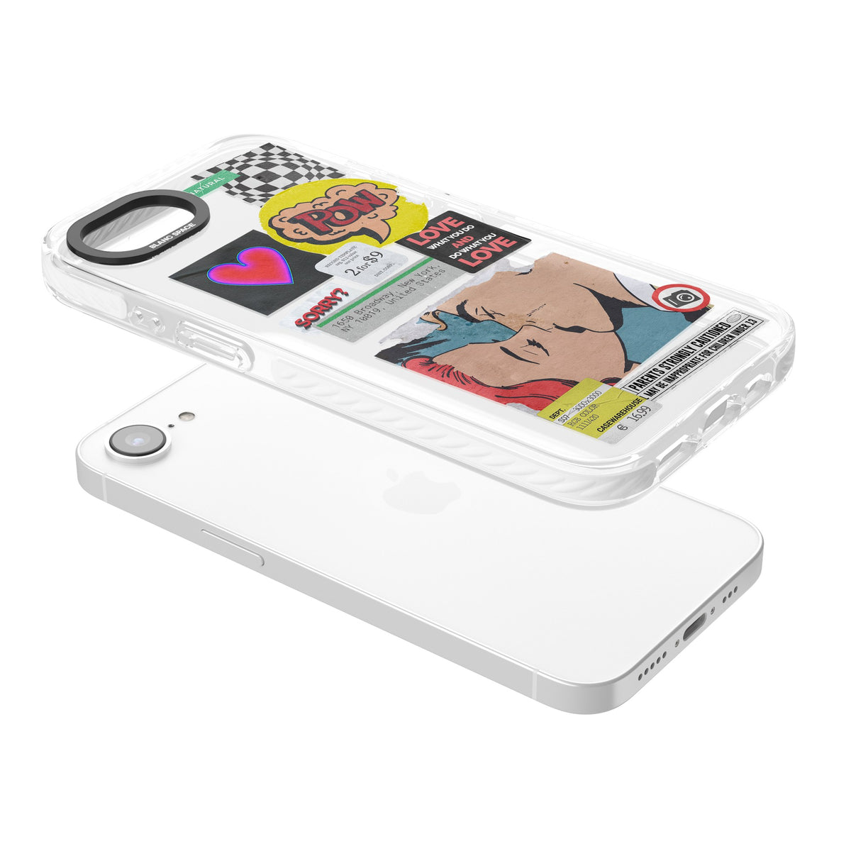 Retro Sticker Mix iPhone 16e / iPhone 17e Impact Clear Phone Case angled