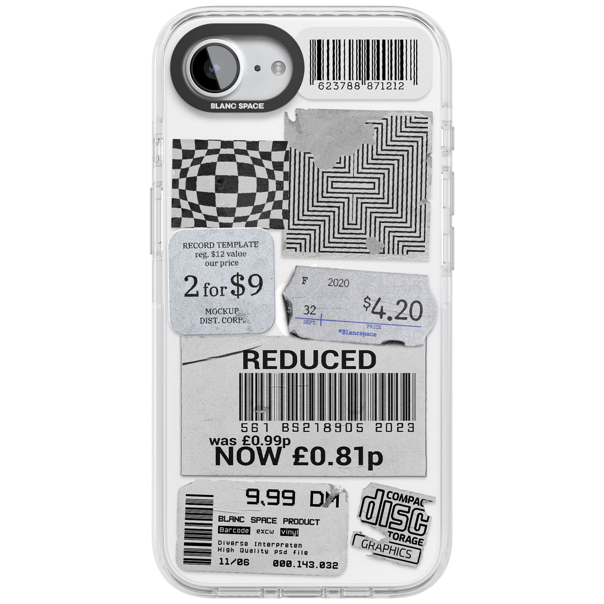 White Sticker Mix iPhone 16e / iPhone 17e Impact Clear Phone Case front