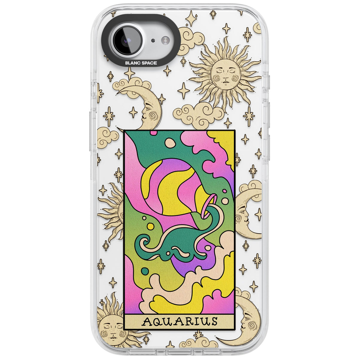 Celestial Zodiac Aquarius iPhone 16e / iPhone 17e Impact Clear Phone Case front