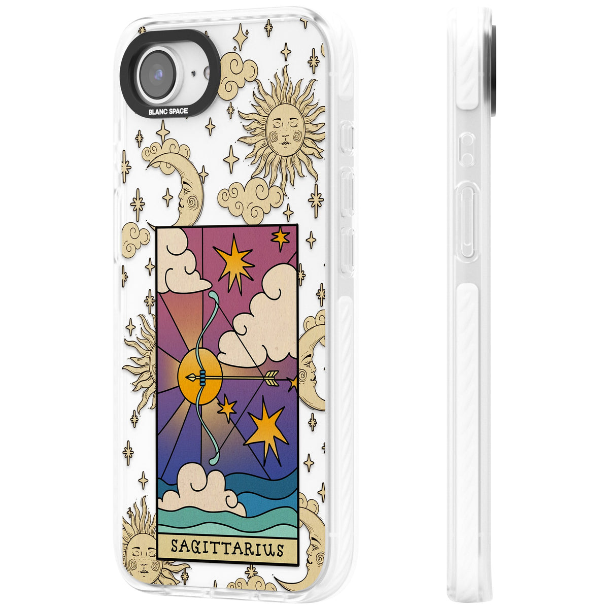 Celestial Zodiac Sagittarius iPhone 16e / iPhone 17e Impact Clear Phone Case side