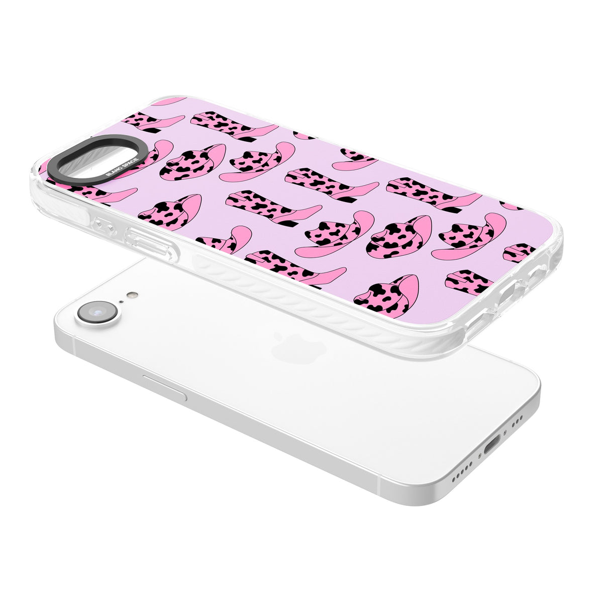 Cow Girl Pattern iPhone 16e / iPhone 17e Impact Clear Phone Case angled