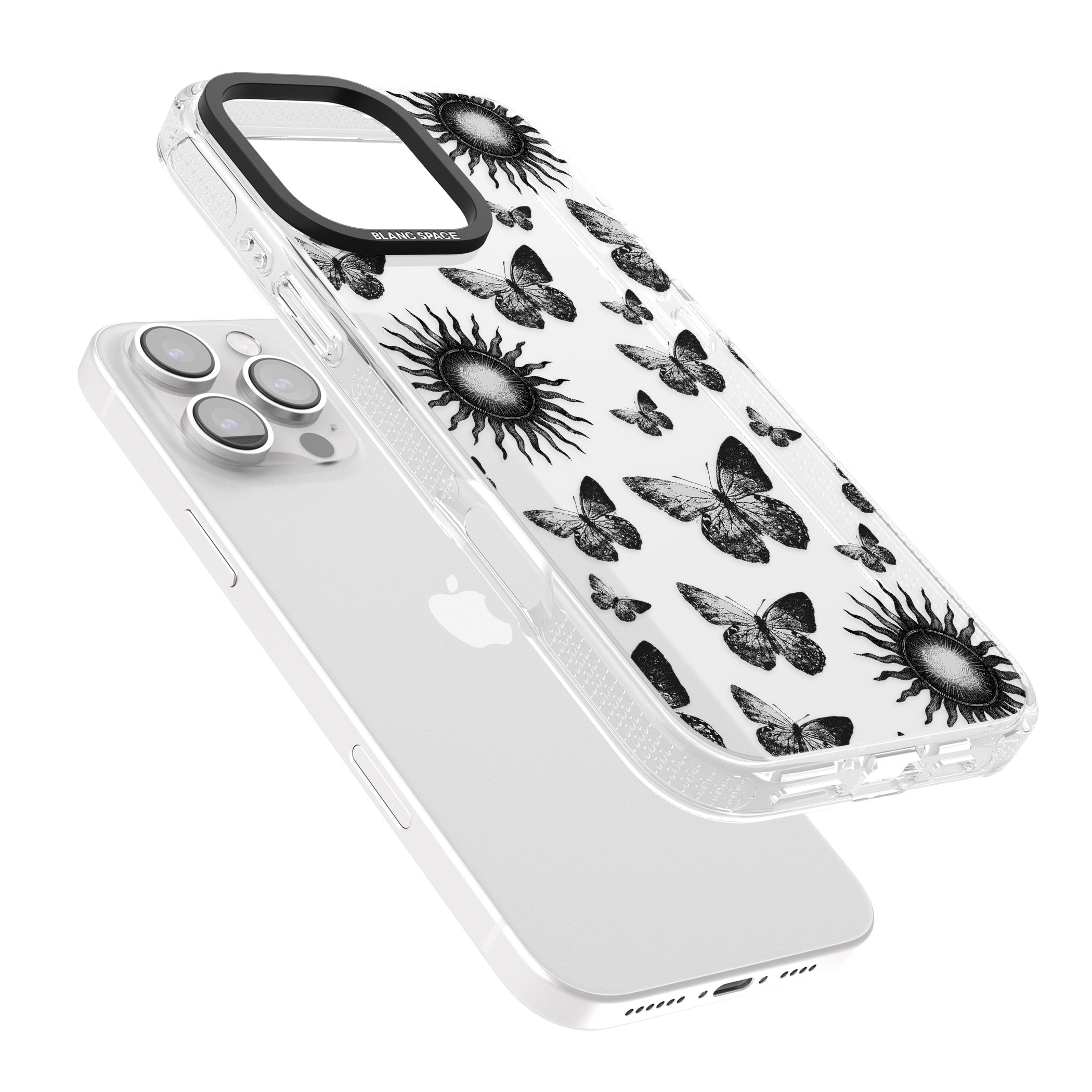 Butterflies & Suns iPhone 16 Pro Max / 16 Pro Clear Case Impact Air - Blanc Space
