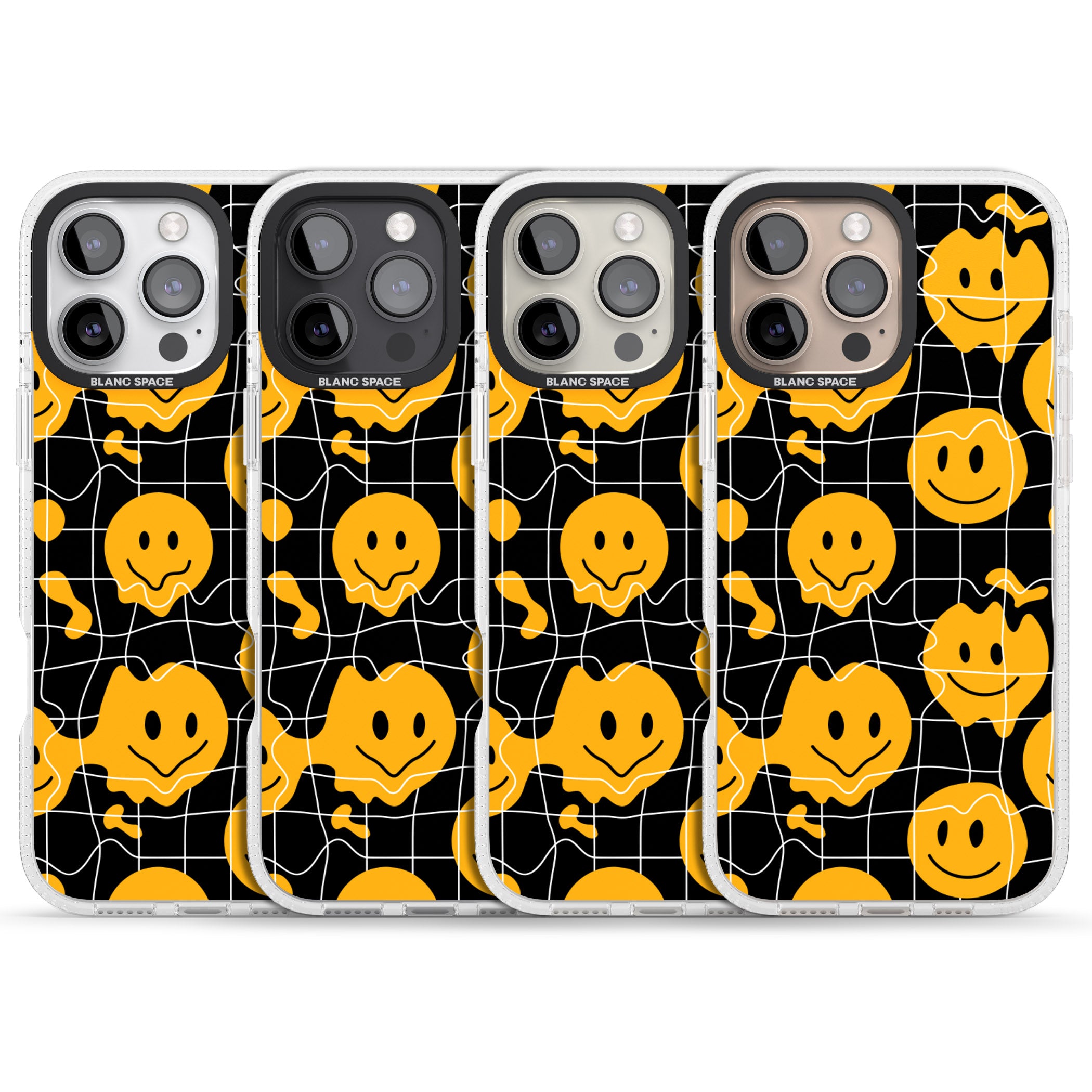 Acid Face Grid Pattern iPhone 16 Pro Max / 16 Pro Clear Case Impact Air - Blanc Space