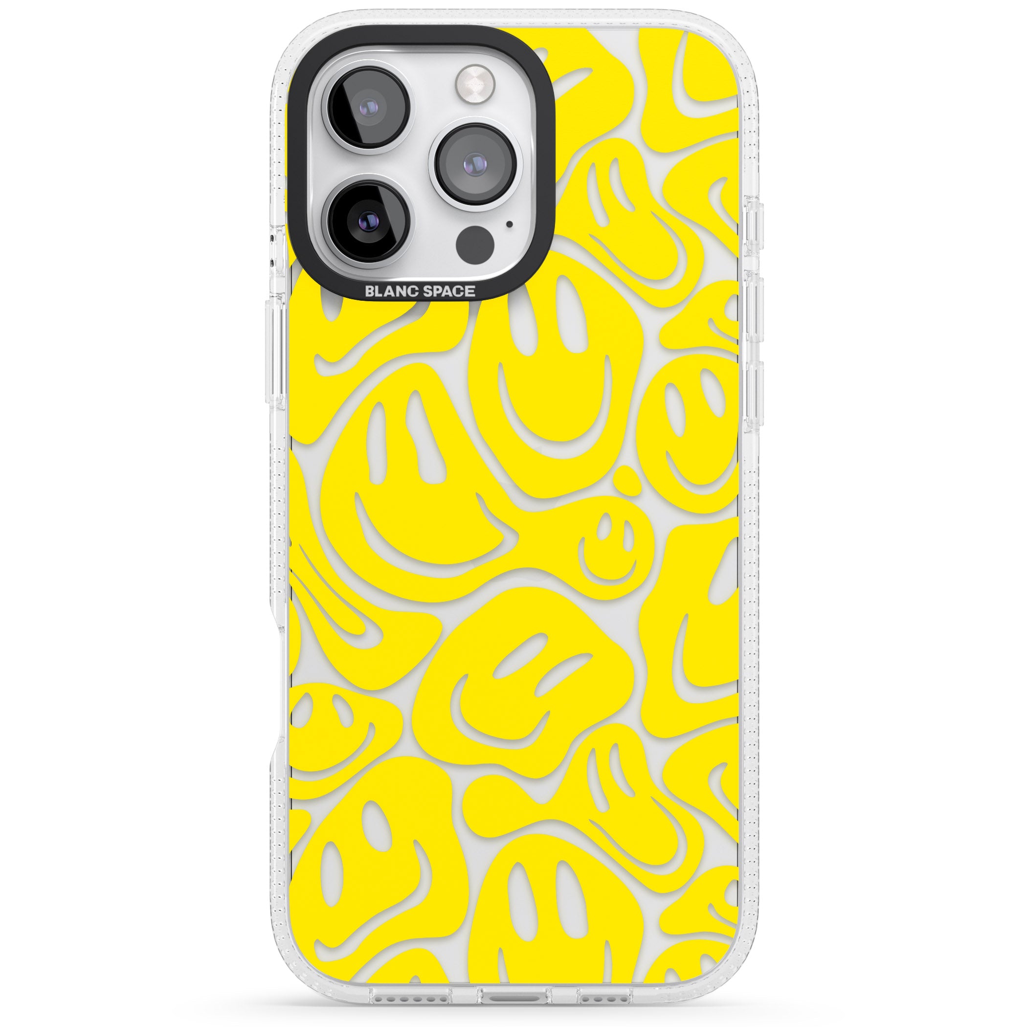 Yellow Acid Faces iPhone 16 Pro Max / 16 Pro Clear Case Impact Air - Blanc Space