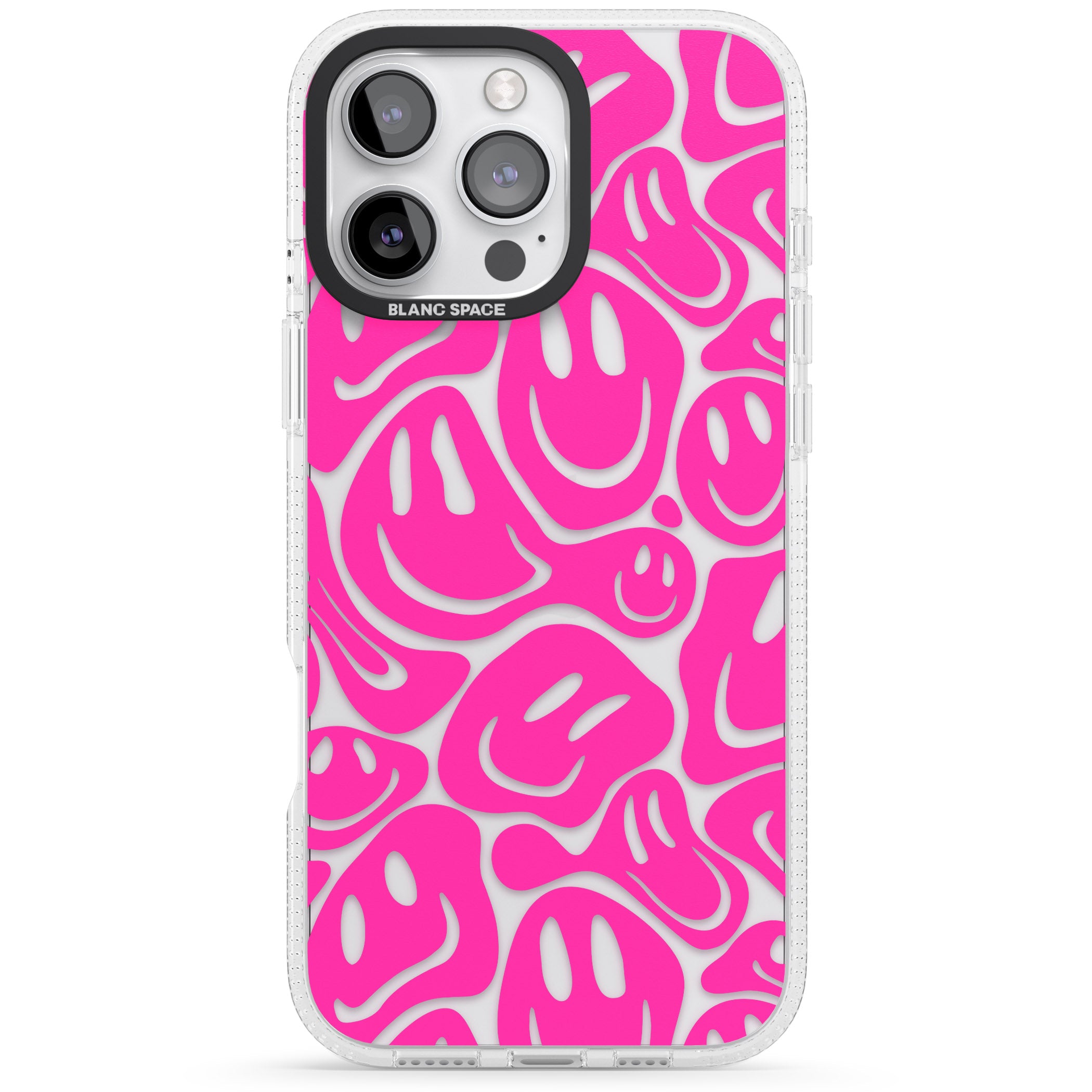 Pink Acid Faces iPhone 16 Pro Max / 16 Pro Clear Case Impact Air - Blanc Space