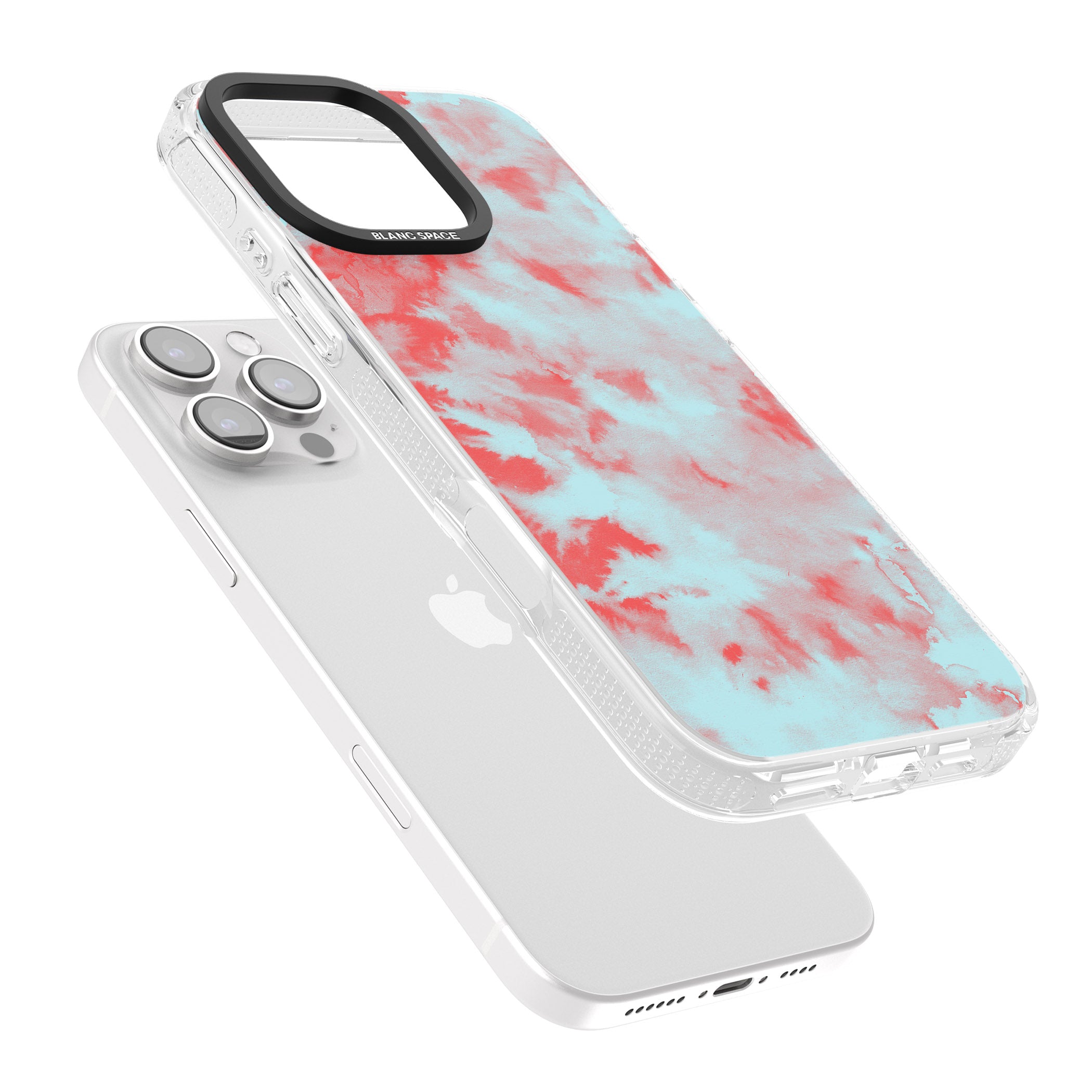 Red & Blue Acid Wash Tie-Dye Pattern iPhone 16 Pro Max / 16 Pro Clear Case Impact Air - Blanc Space