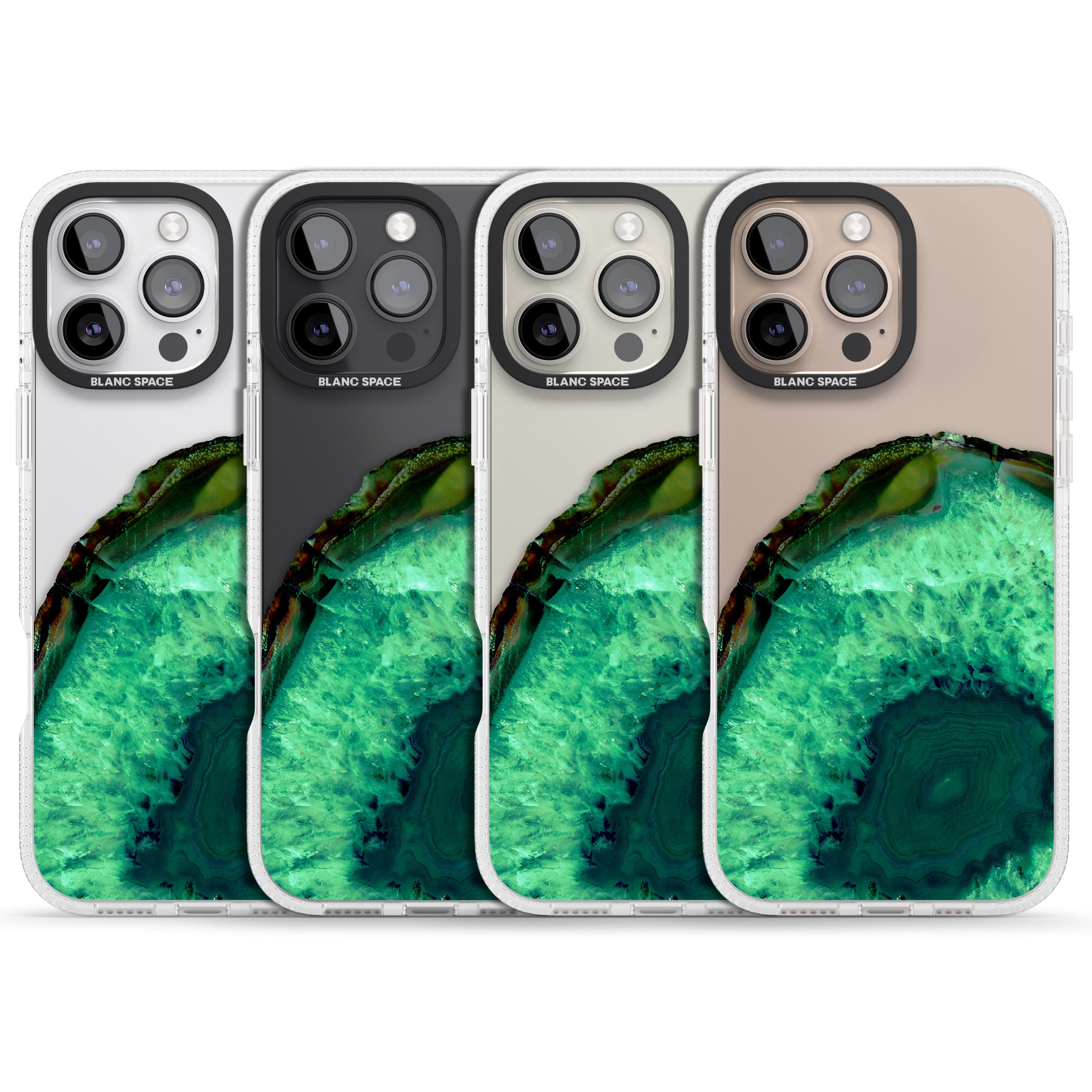 Emerald Green Gemstone Crystal Clear Design iPhone 16 Pro Max / 16 Pro Clear Case Impact Air - Blanc Space