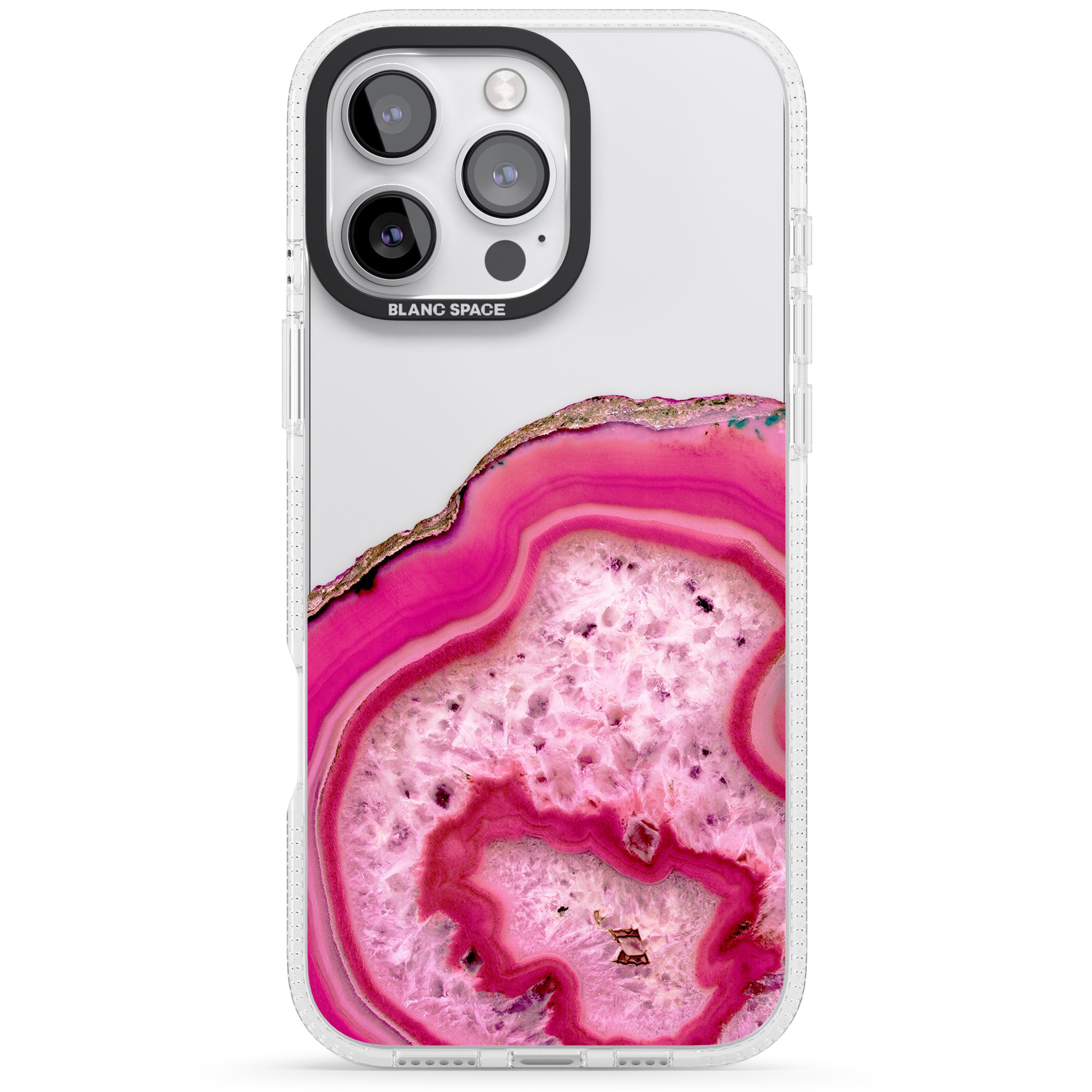 Bright Pink Gemstone Crystal Clear Design iPhone 16 Pro Max / 16 Pro Clear Case Impact Air - Blanc Space