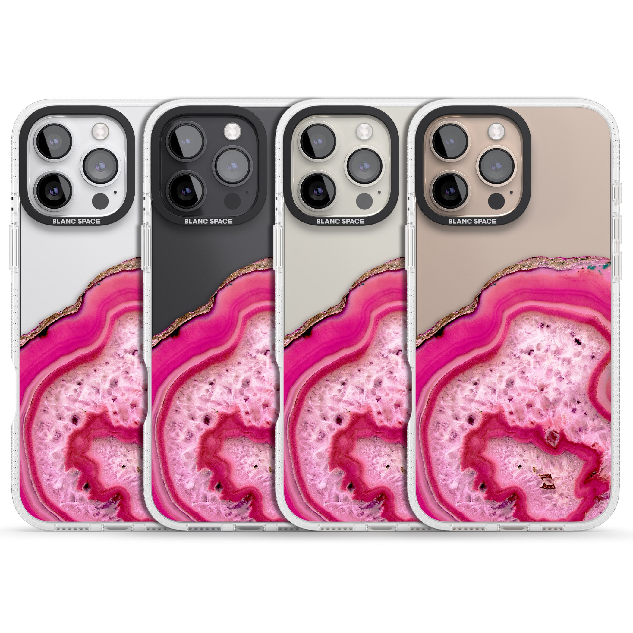 Bright Pink Gemstone Crystal Clear Design iPhone 16 Pro Max / 16 Pro Clear Case Impact Air - Blanc Space