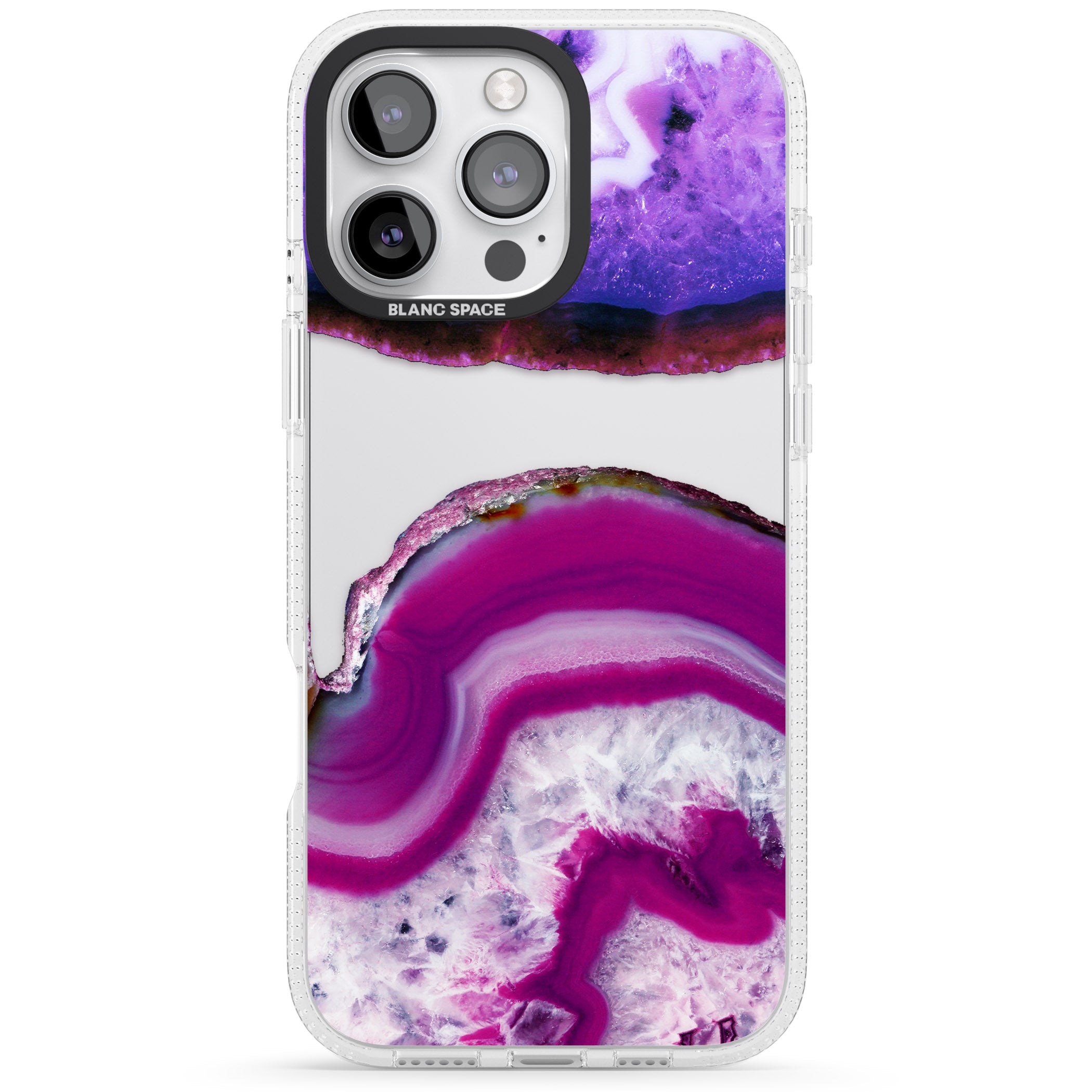 Purple & White Gemstone Crystal Clear Design iPhone 16 Pro Max / 16 Pro Clear Case Impact Air - Blanc Space