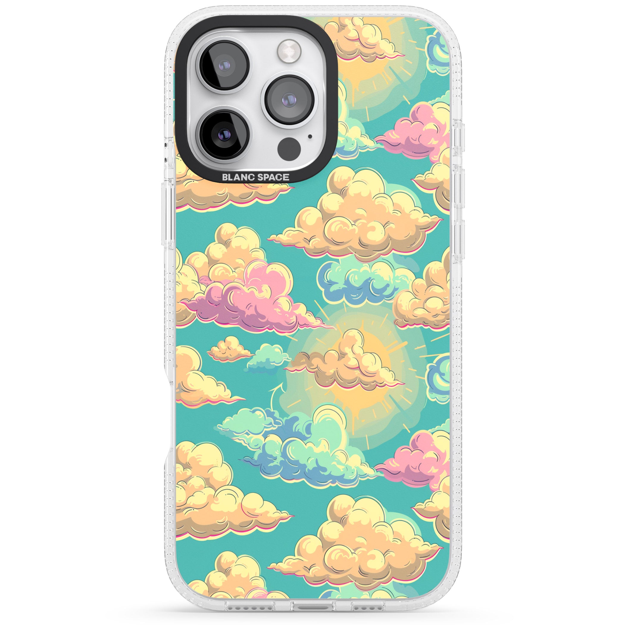 Pastel Clouds iPhone 16 Pro Max / 16 Pro Clear Case Impact Air - Blanc Space
