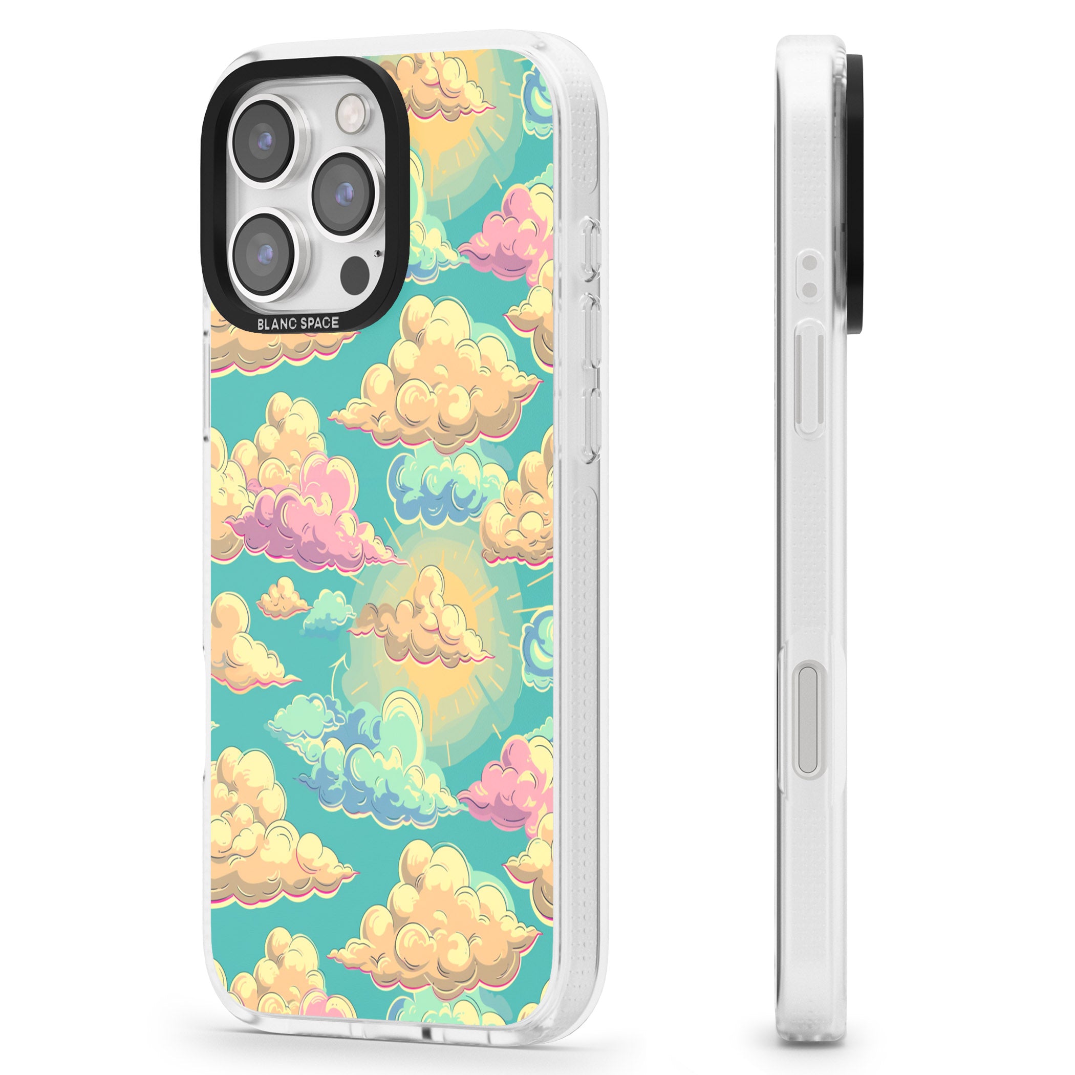 Pastel Clouds iPhone 16 Pro Max / 16 Pro Clear Case Impact Air - Blanc Space