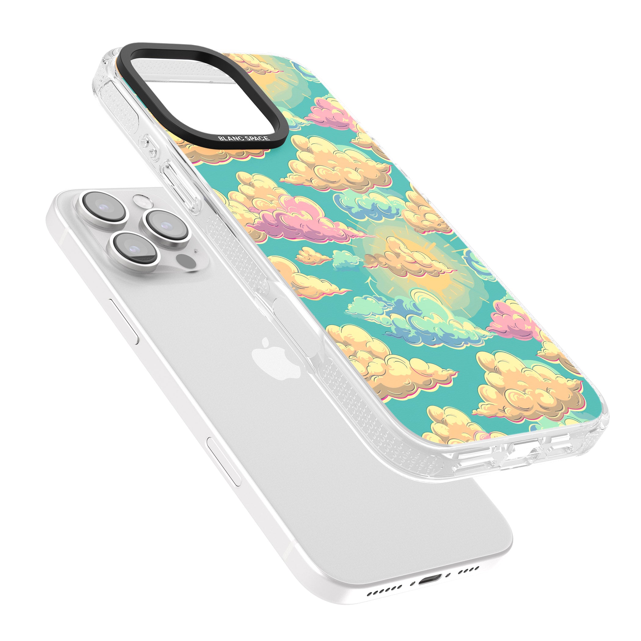 Pastel Clouds iPhone 16 Pro Max / 16 Pro Clear Case Impact Air - Blanc Space