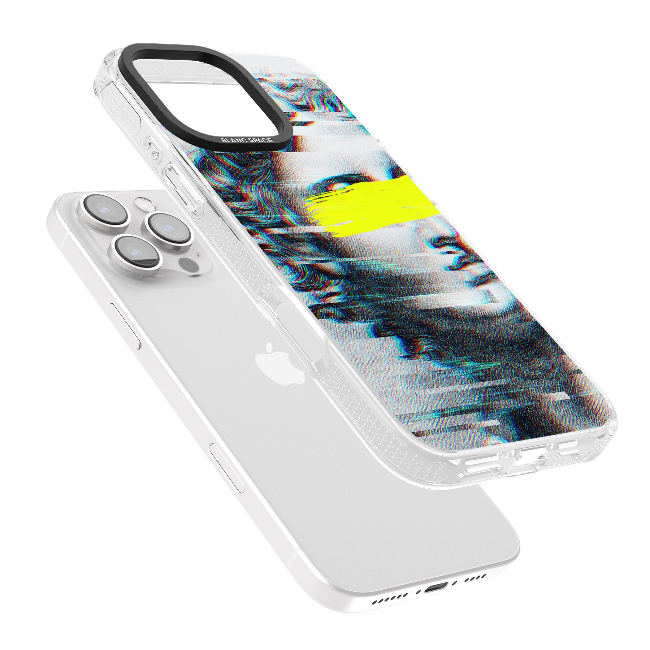 GLITCHED FRAGMENT iPhone 16 Pro Max / 16 Pro Clear Case Impact Air - Blanc Space