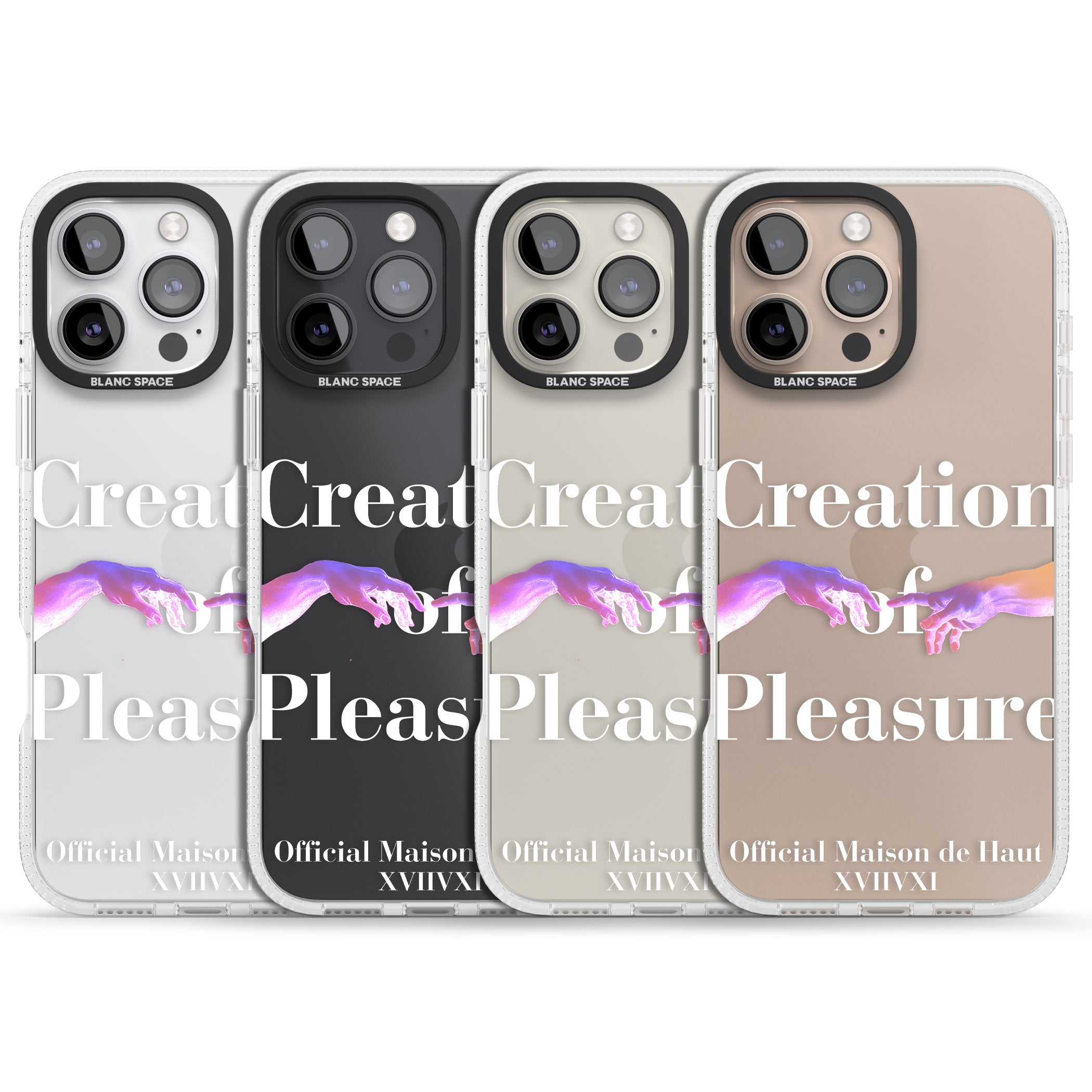 Creation of Pleasure iPhone 16 Pro Max / 16 Pro Clear Case Impact Air - Blanc Space