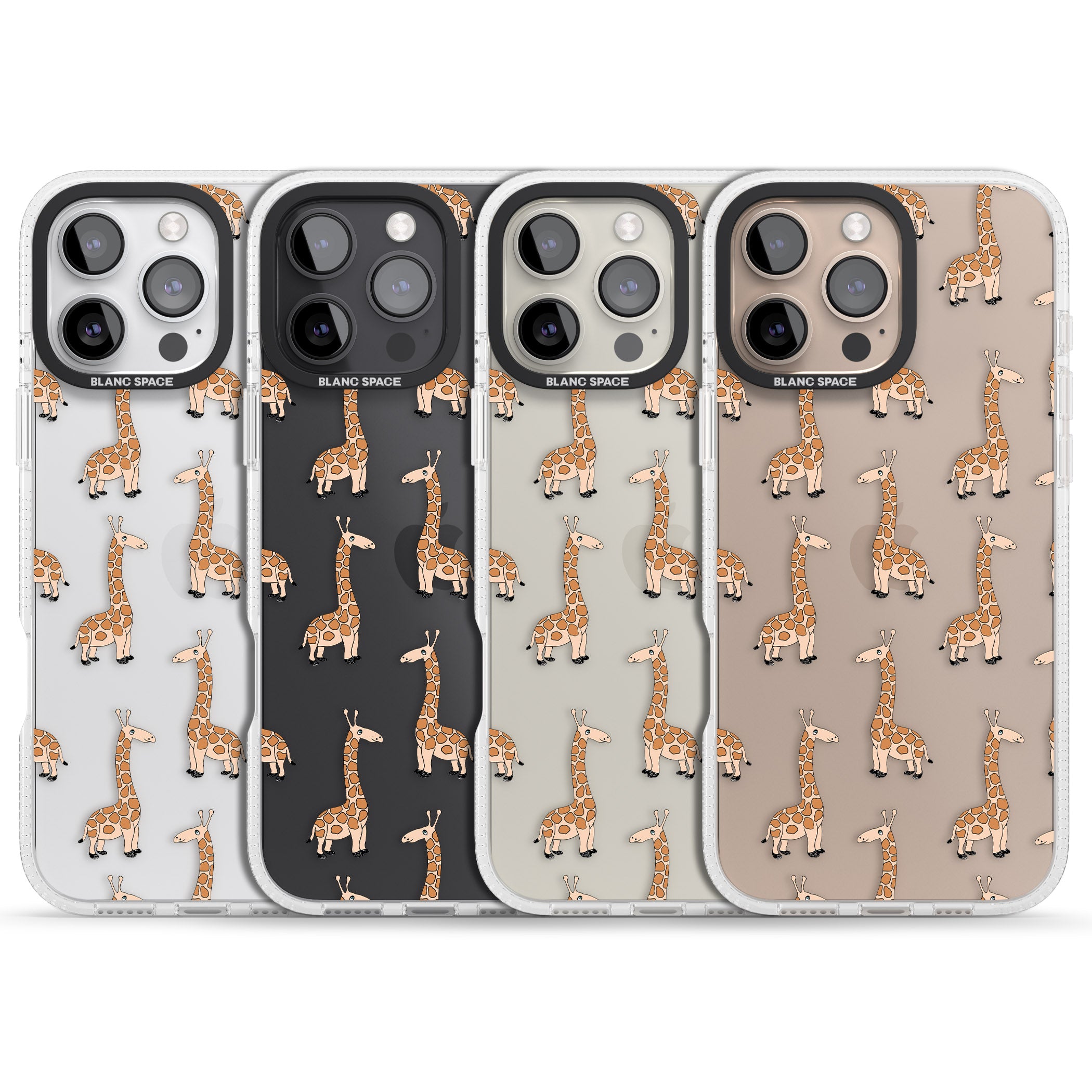 Cute Giraffe Pattern Clear iPhone 16 Pro Max / 16 Pro Clear Case Impact Air - Blanc Space