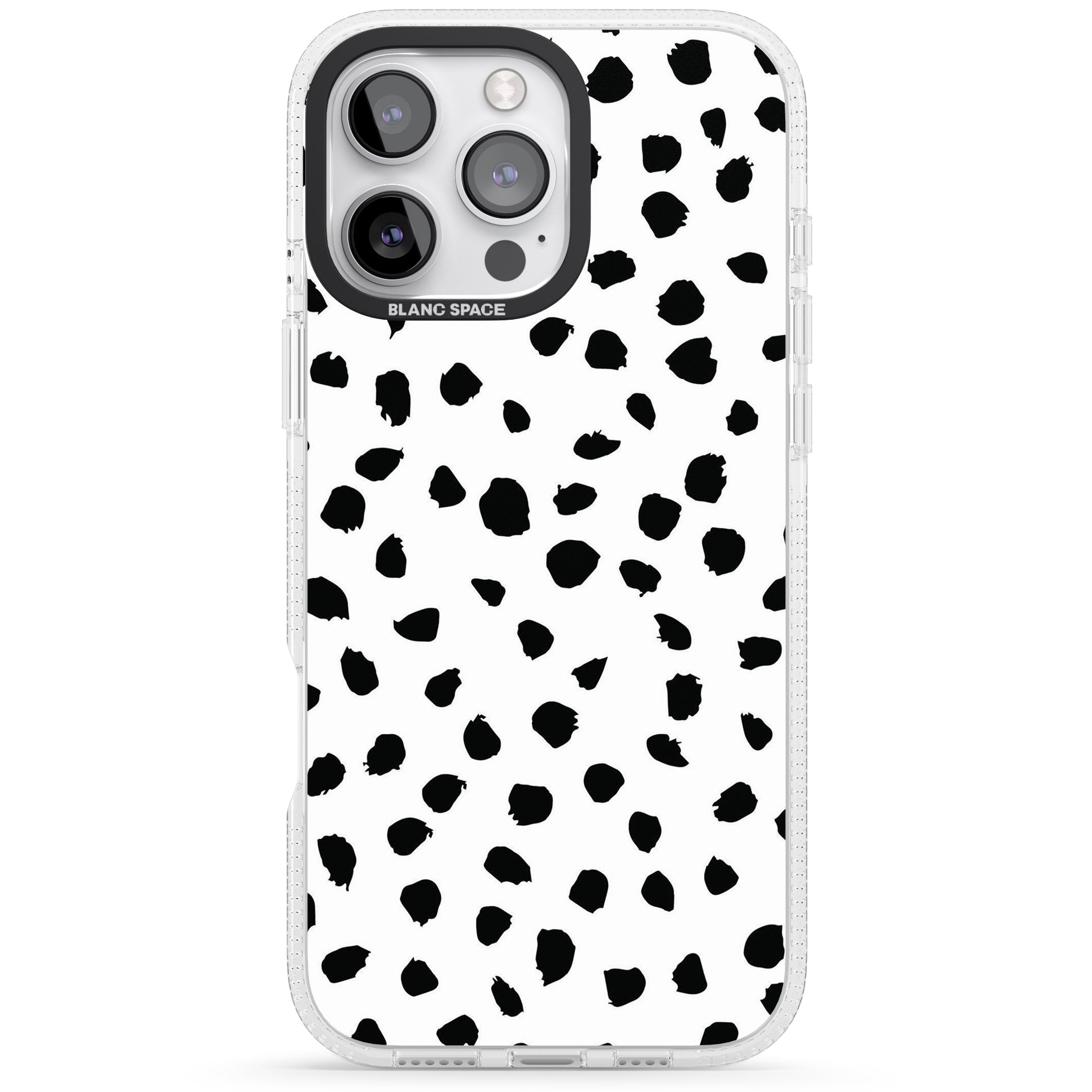 White Dalmatian Print iPhone 16 Pro Max / 16 Pro Clear Case Impact Air - Blanc Space