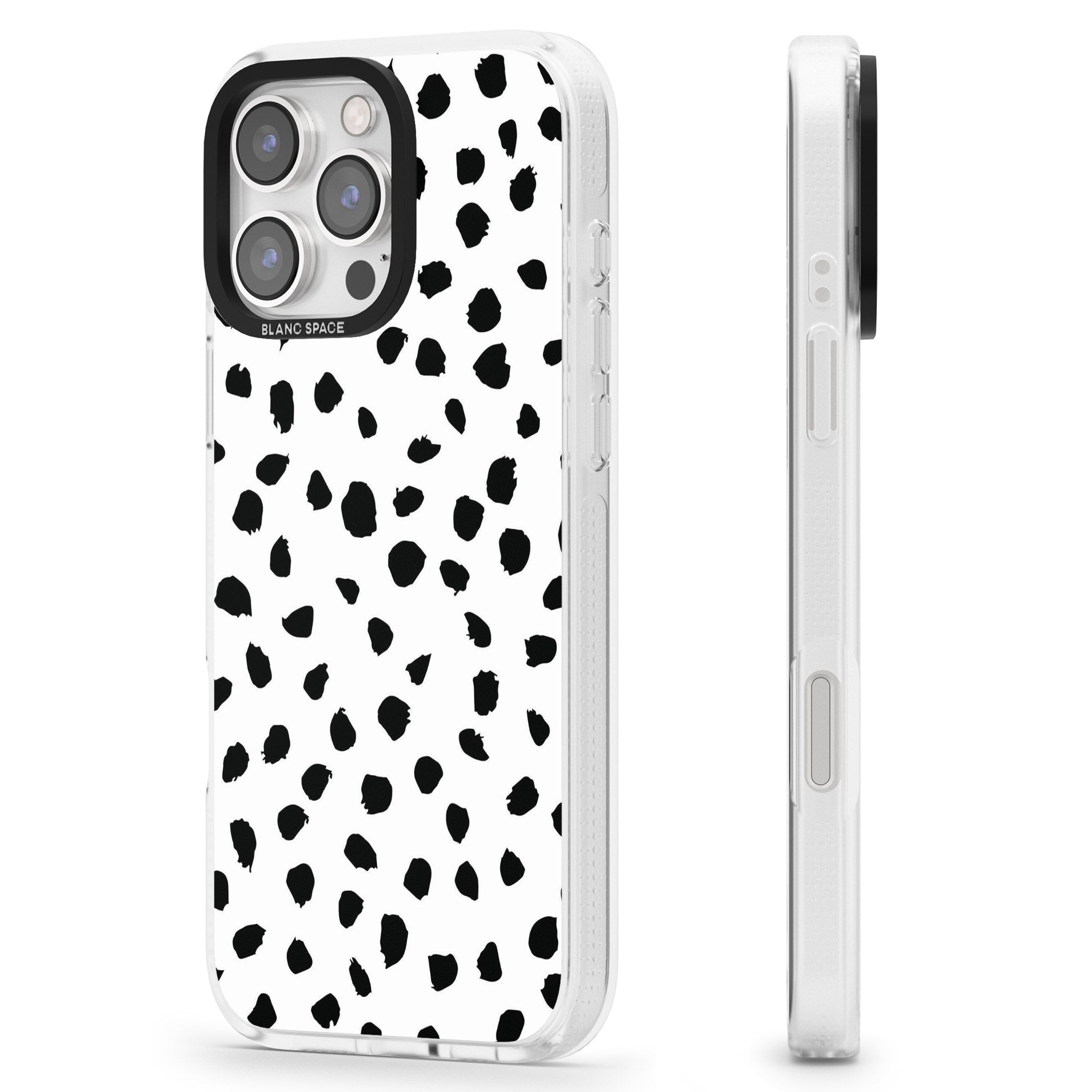White Dalmatian Print iPhone 16 Pro Max / 16 Pro Clear Case Impact Air - Blanc Space