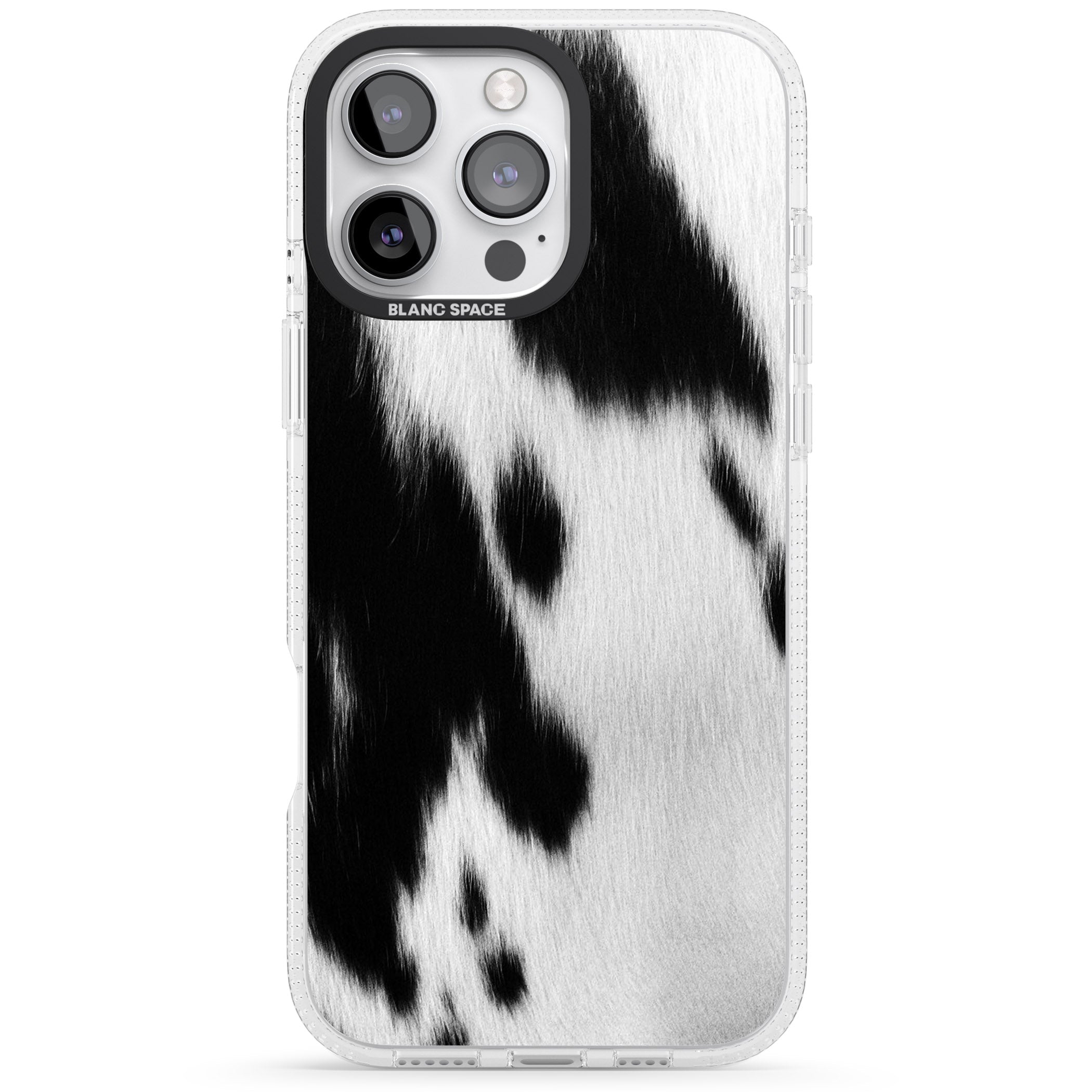 Designer Fashion Cowhide iPhone 16 Pro Max / 16 Pro Clear Case Impact Air - Blanc Space