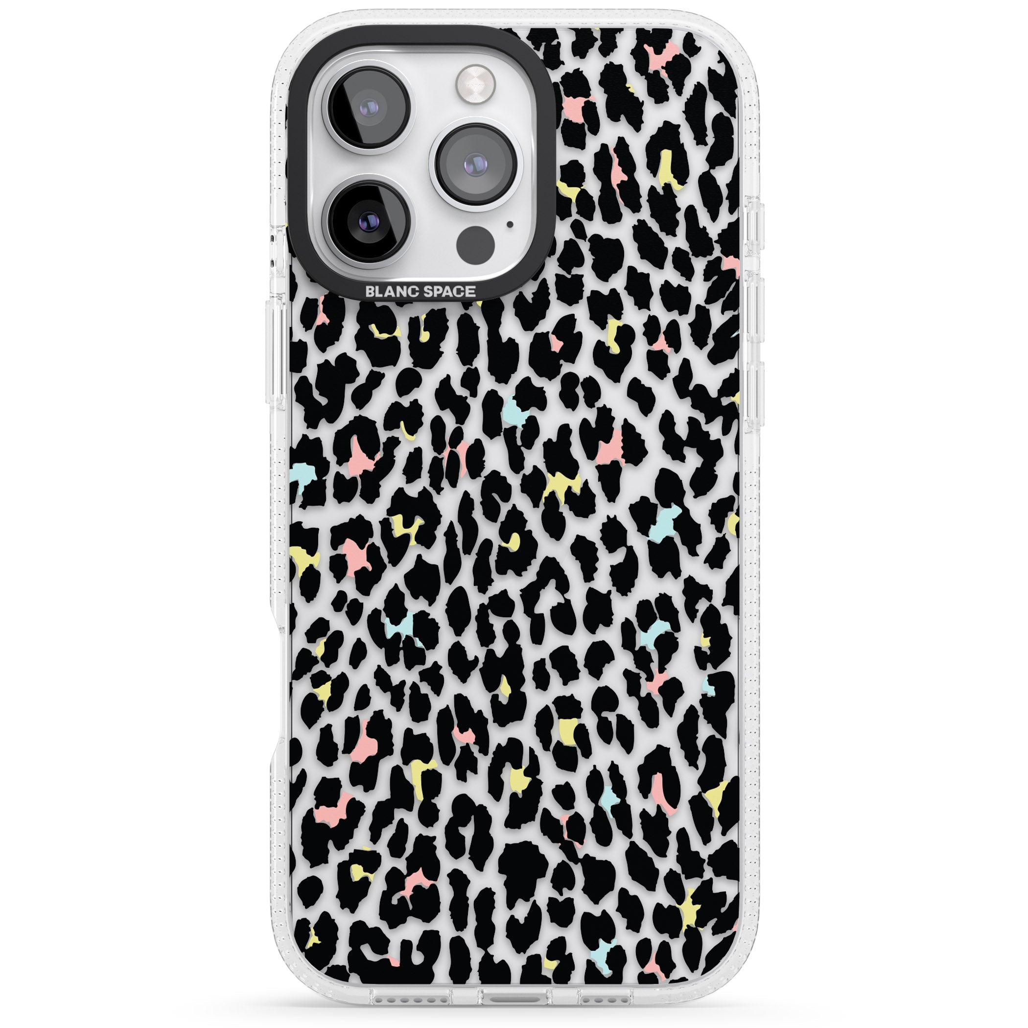 Mixed Pastels Leopard Print - Transparent iPhone 16 Pro Max / 16 Pro Clear Case Impact Air - Blanc Space