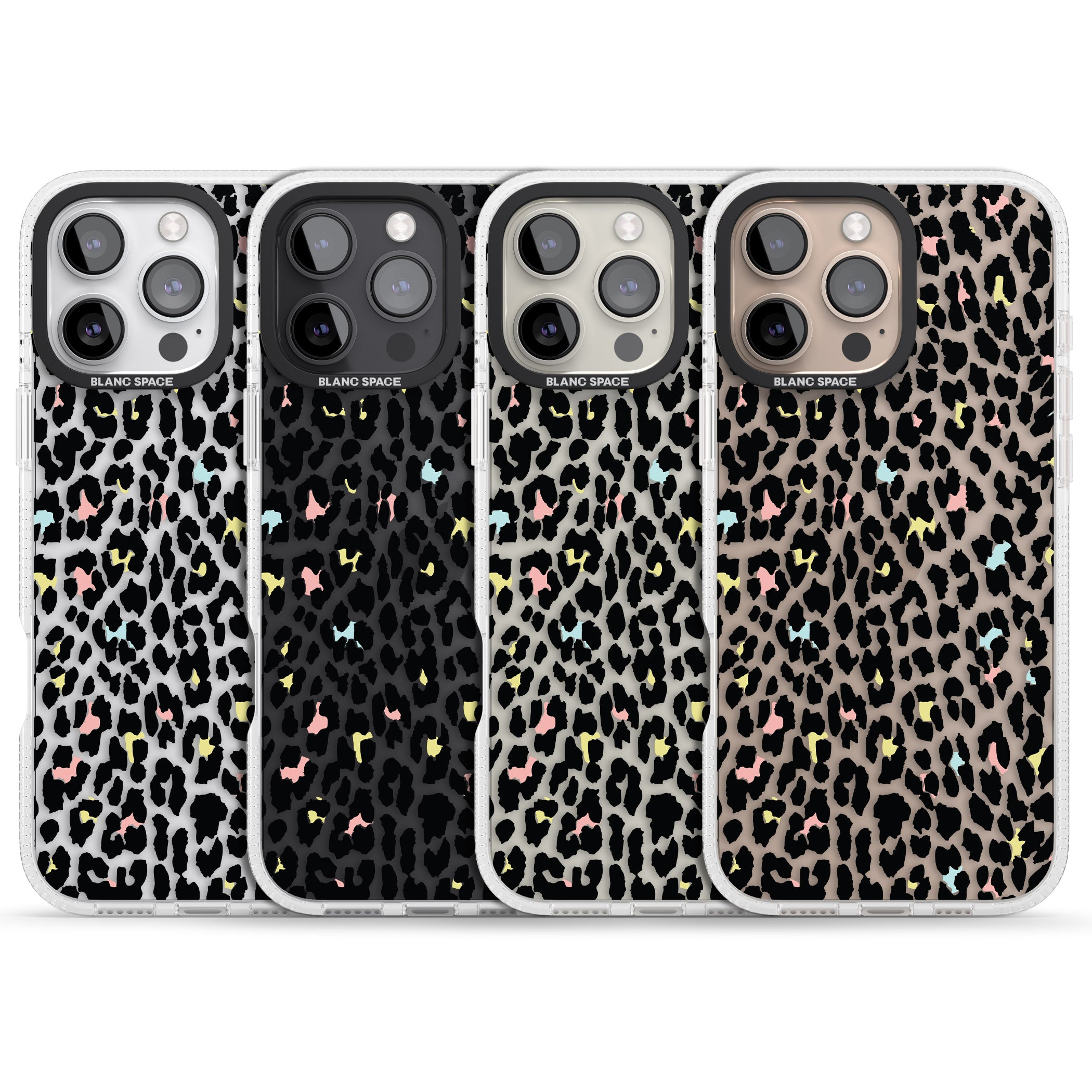 Mixed Pastels Leopard Print - Transparent iPhone 16 Pro Max / 16 Pro Clear Case Impact Air - Blanc Space