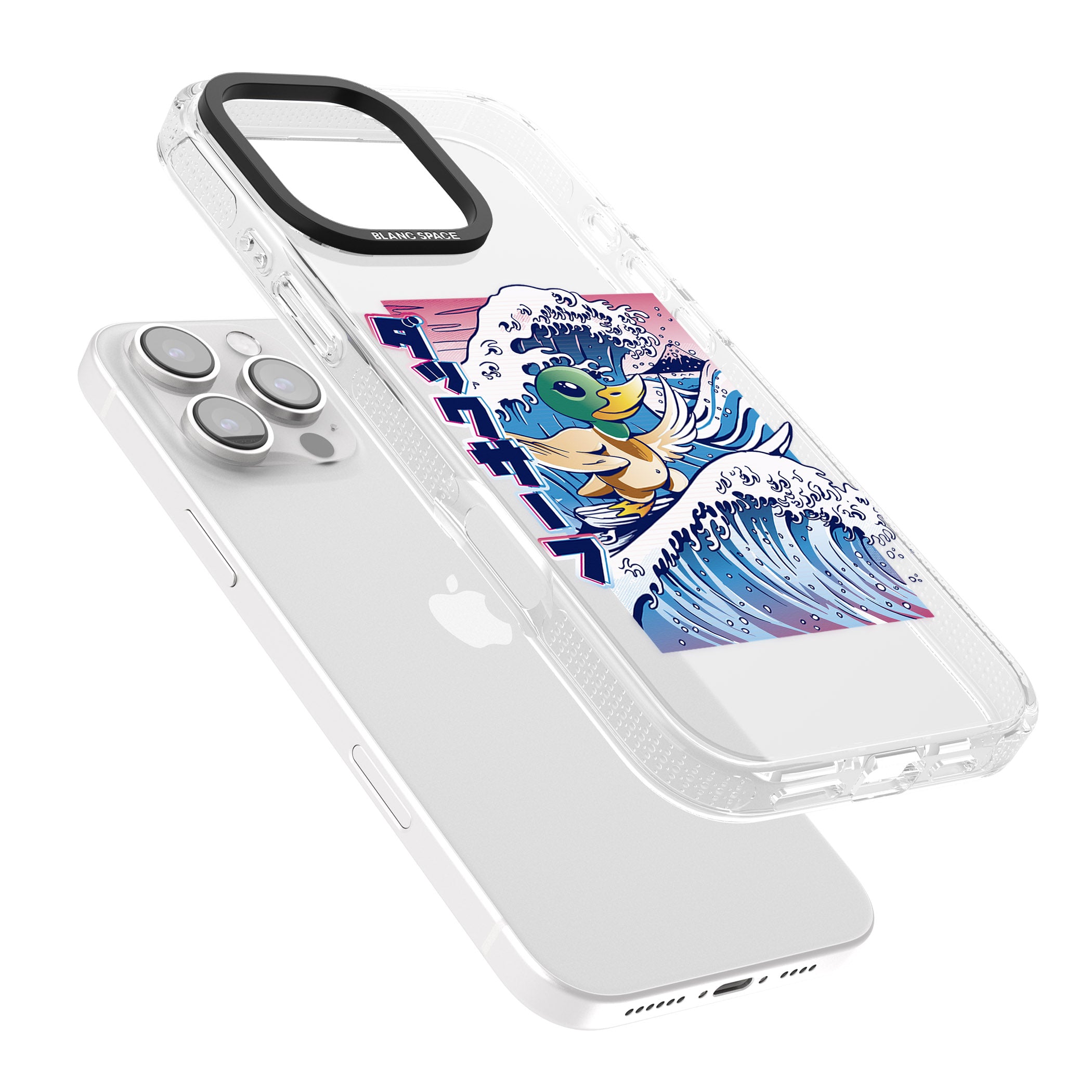 Duck Surf iPhone 16 Pro Max / 16 Pro Clear Case Impact Air - Blanc Space