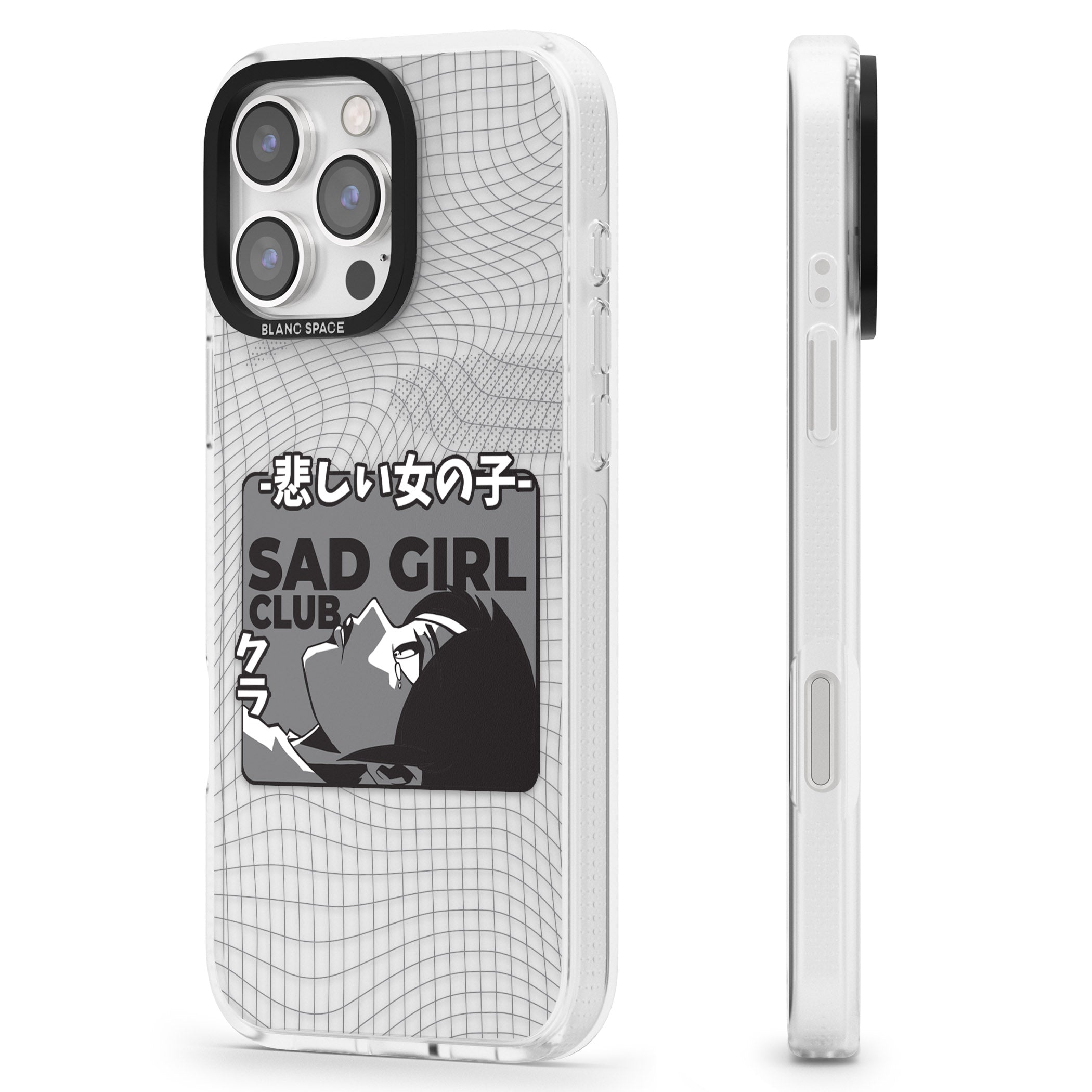 Sad Girl Club iPhone 16 Pro Max / 16 Pro Clear Case Impact Air - Blanc Space
