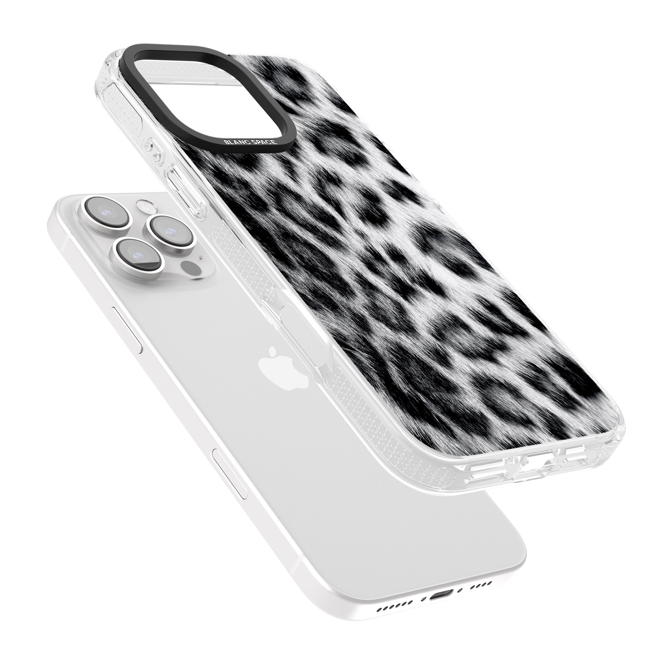 Animal Fur Pattern - Snow Leopard iPhone 16 Pro Max / 16 Pro Clear Case Impact Air - Blanc Space