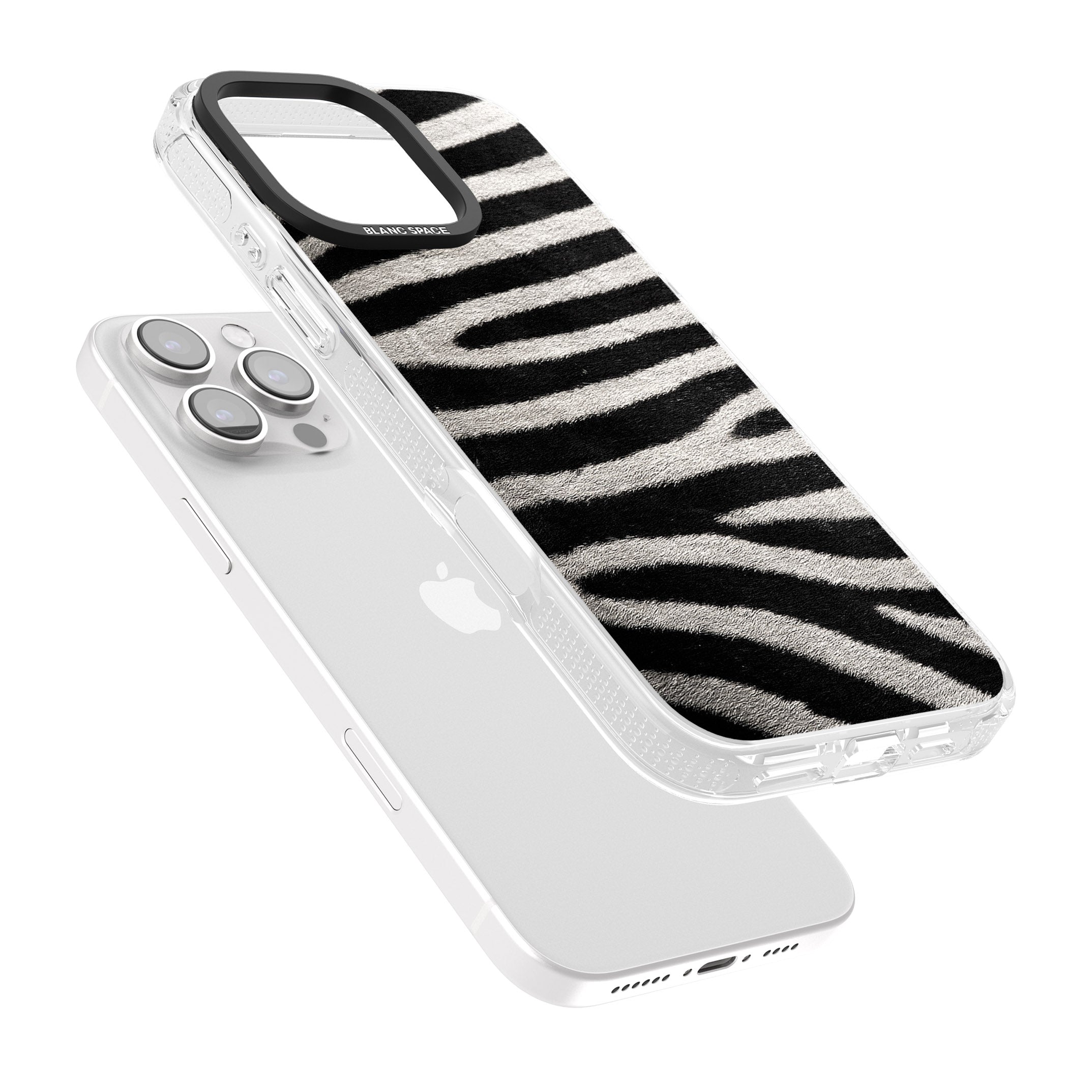 Zebra Print iPhone 16 Pro Max / 16 Pro Clear Case Impact Air - Blanc Space
