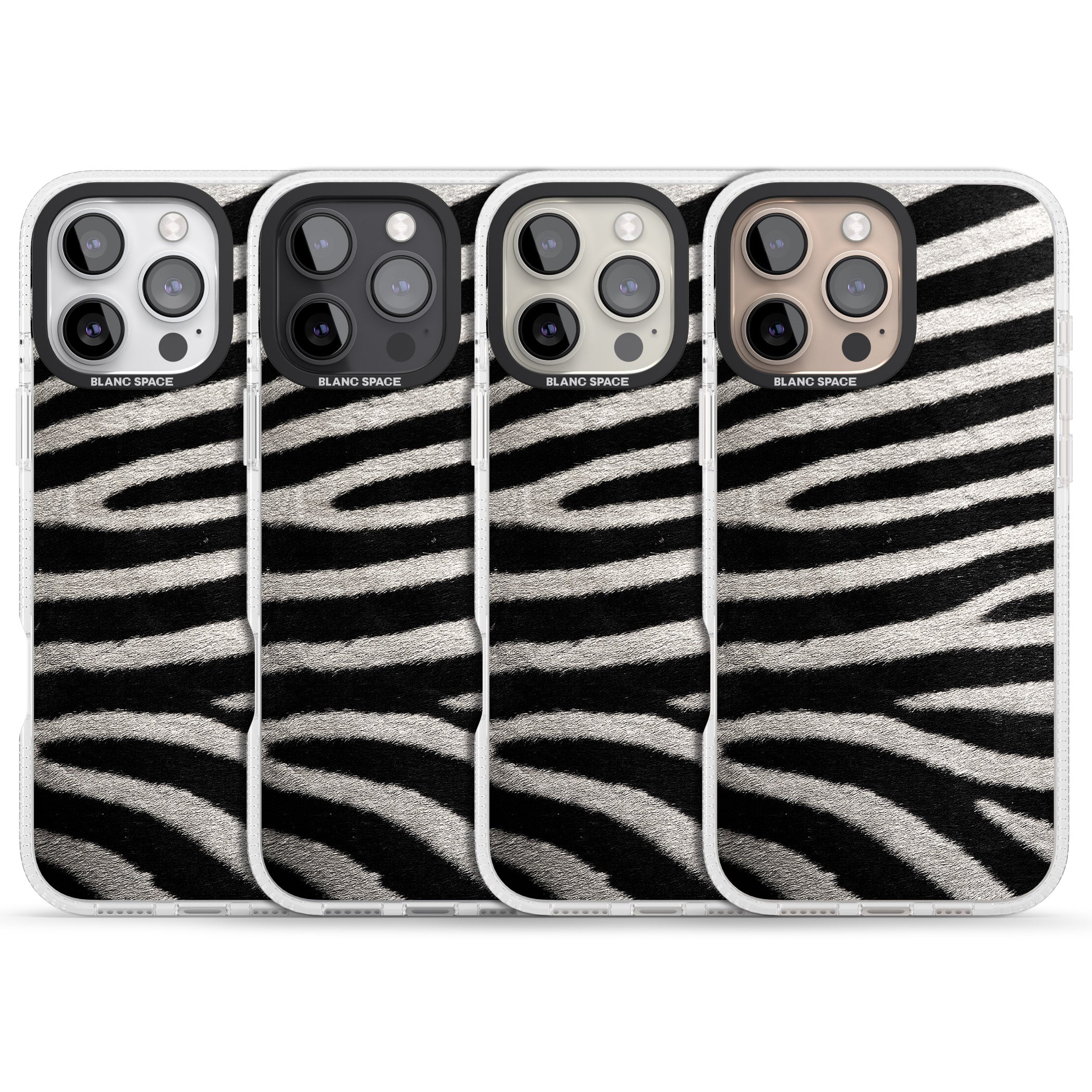 Zebra Print iPhone 16 Pro Max / 16 Pro Clear Case Impact Air - Blanc Space