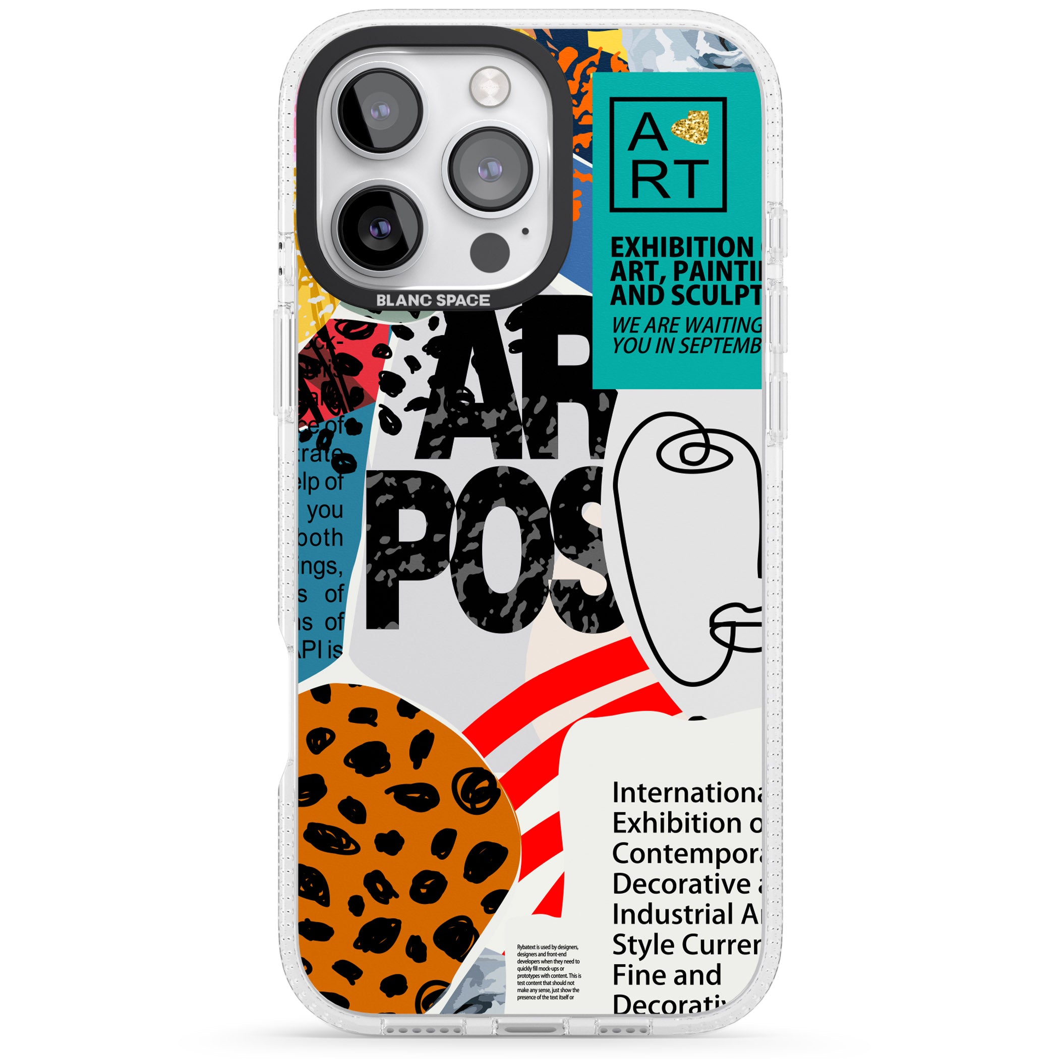 Abstract Art Poster iPhone 16 Pro Max / 16 Pro Clear Case Impact Air - Blanc Space