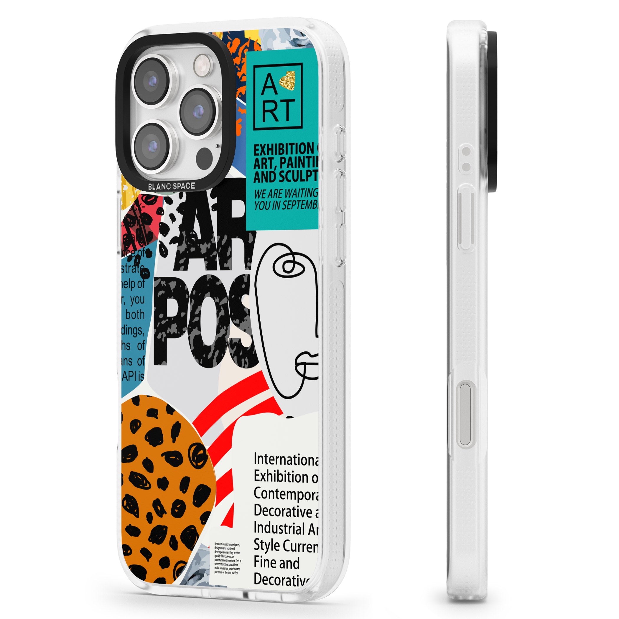 Abstract Art Poster iPhone 16 Pro Max / 16 Pro Clear Case Impact Air - Blanc Space