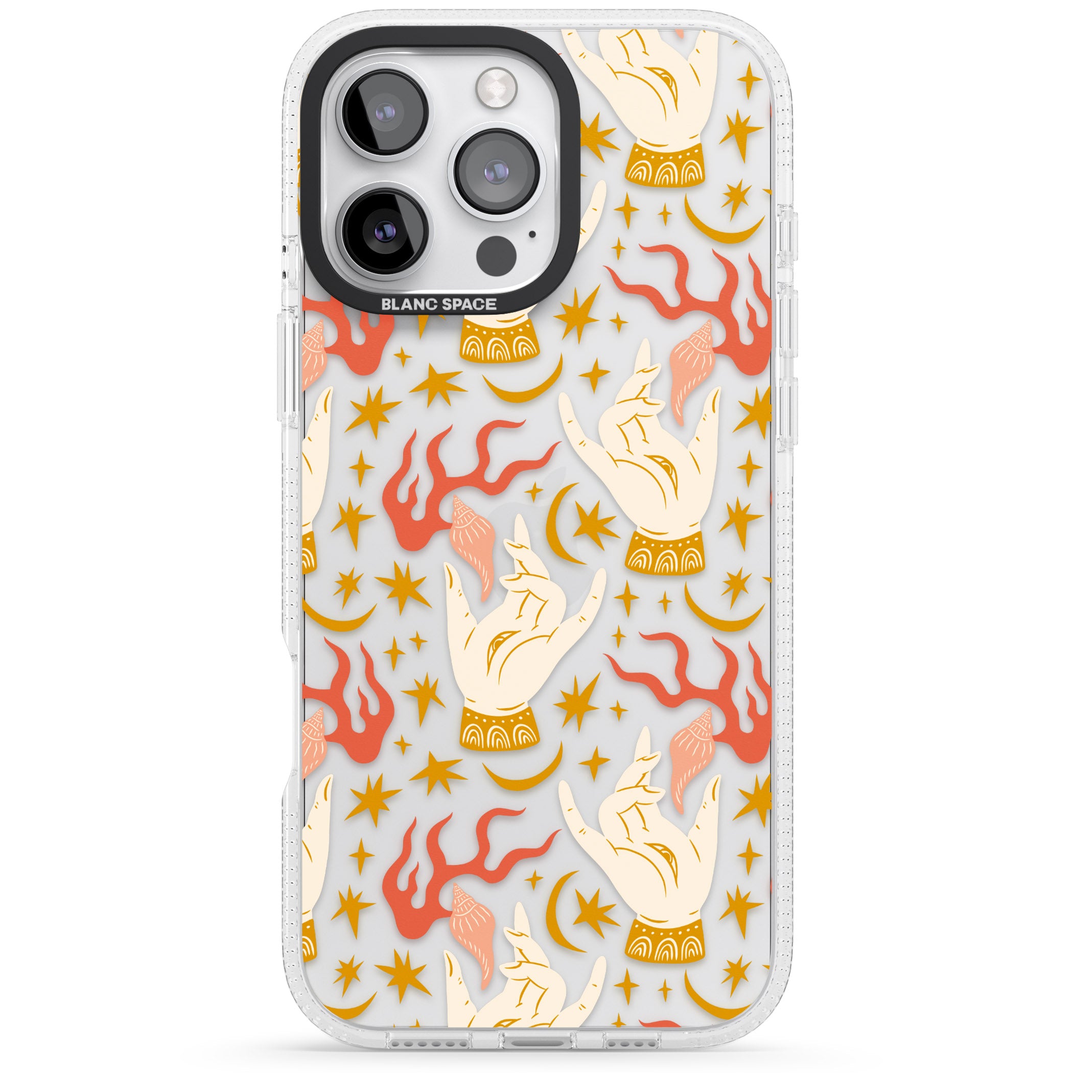 Hand Watcher Pattern iPhone 16 Pro Max / 16 Pro Clear Case Impact Air - Blanc Space