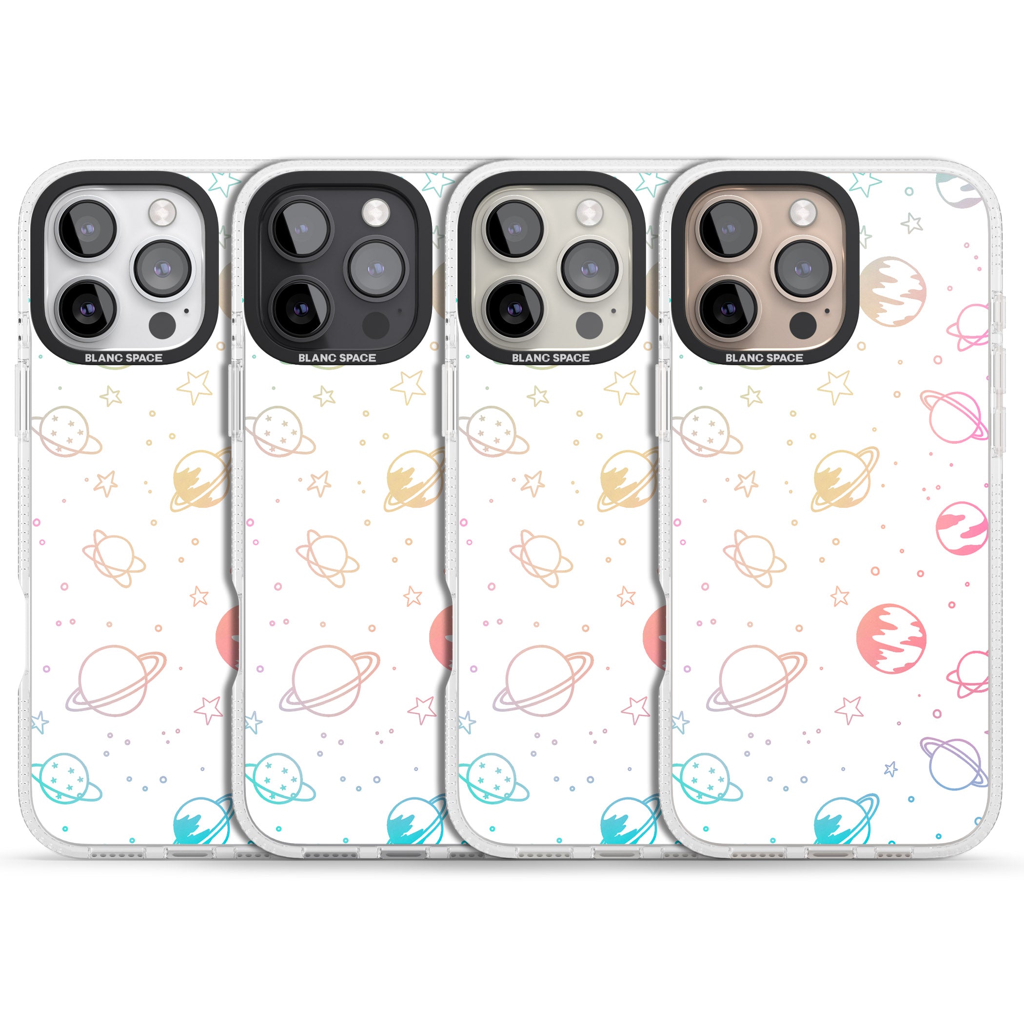 Cosmic Outer Space Design Pastels on White iPhone 16 Pro Max / 16 Pro Clear Case Impact Air - Blanc Space