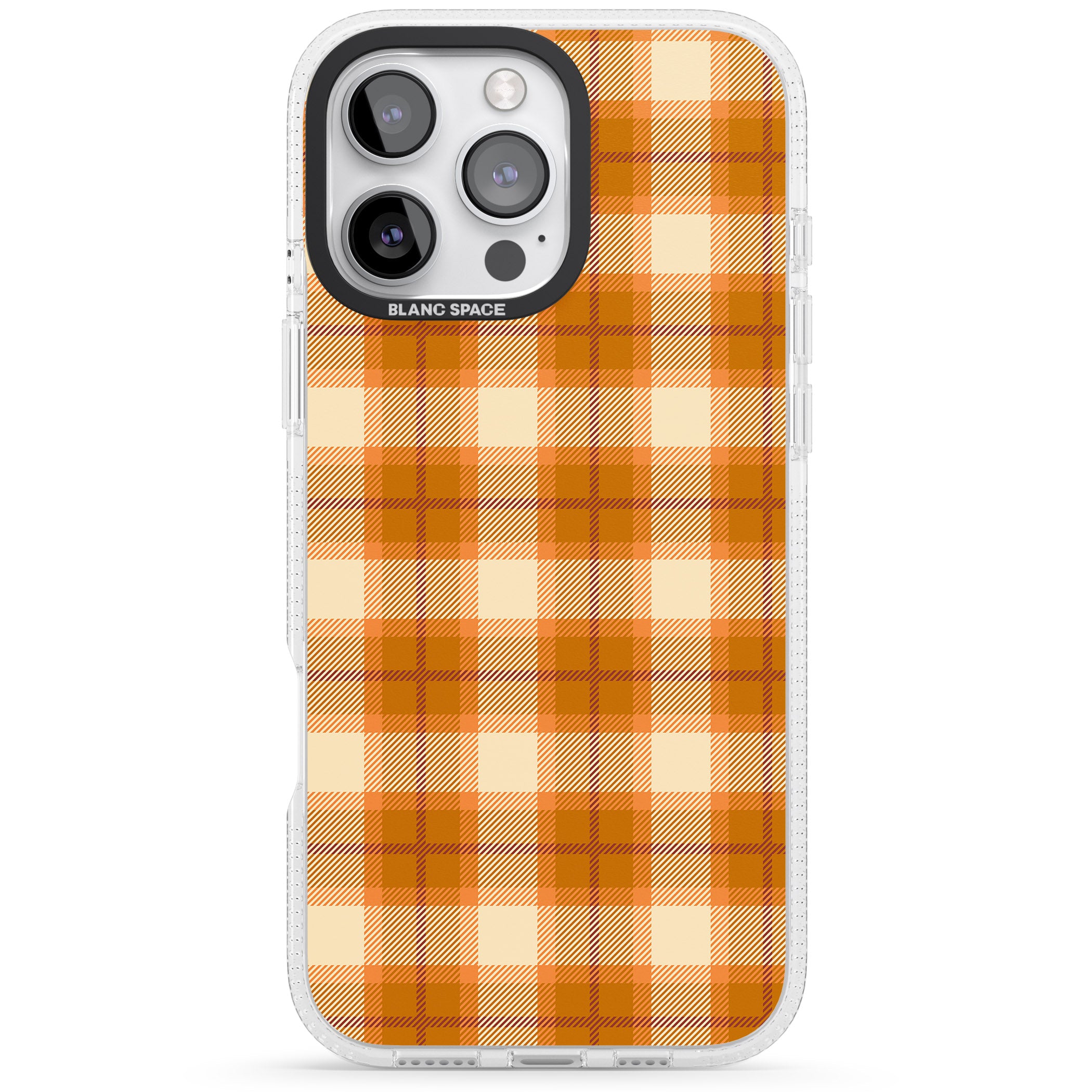 Pumpkin Plaid iPhone 16 Pro Max / 16 Pro Clear Case Impact Air - Blanc Space