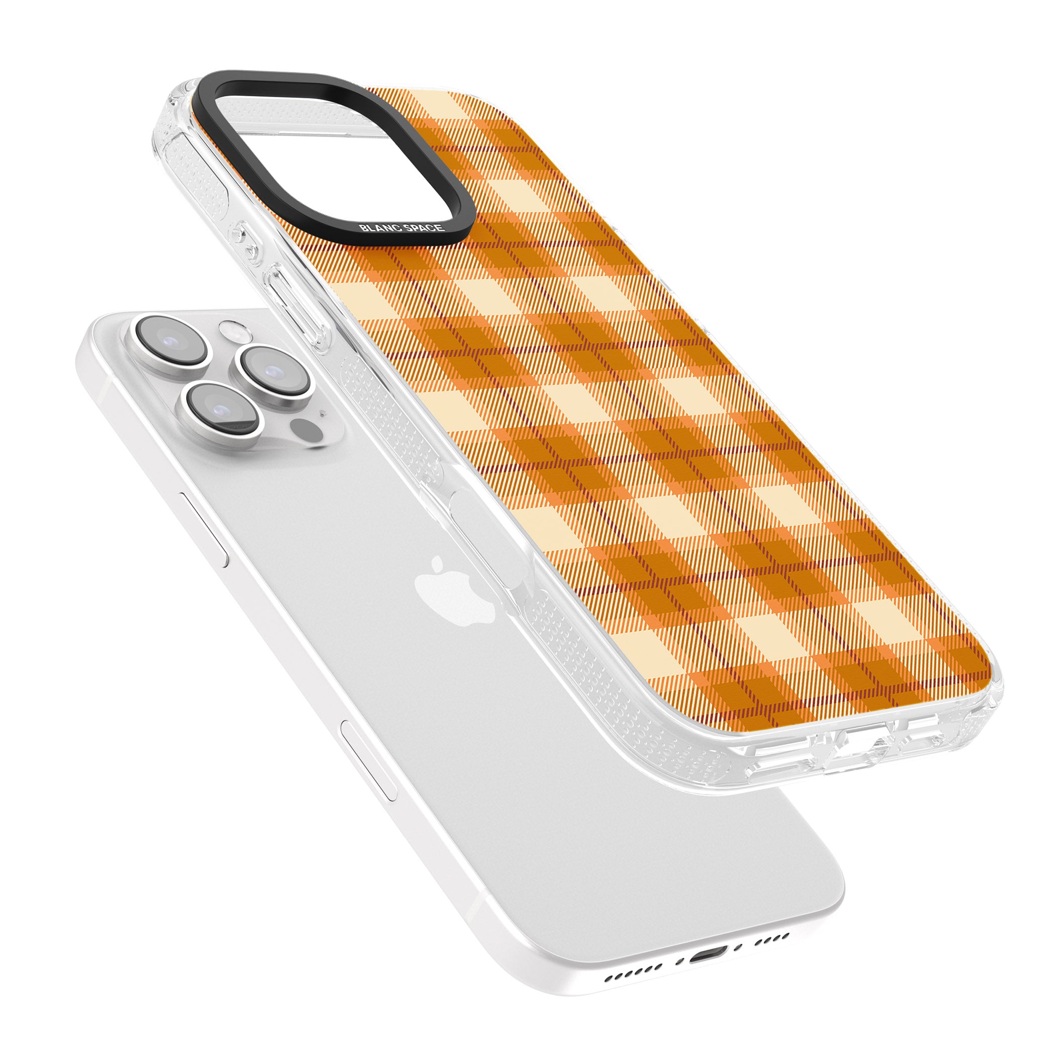Pumpkin Plaid iPhone 16 Pro Max / 16 Pro Clear Case Impact Air - Blanc Space