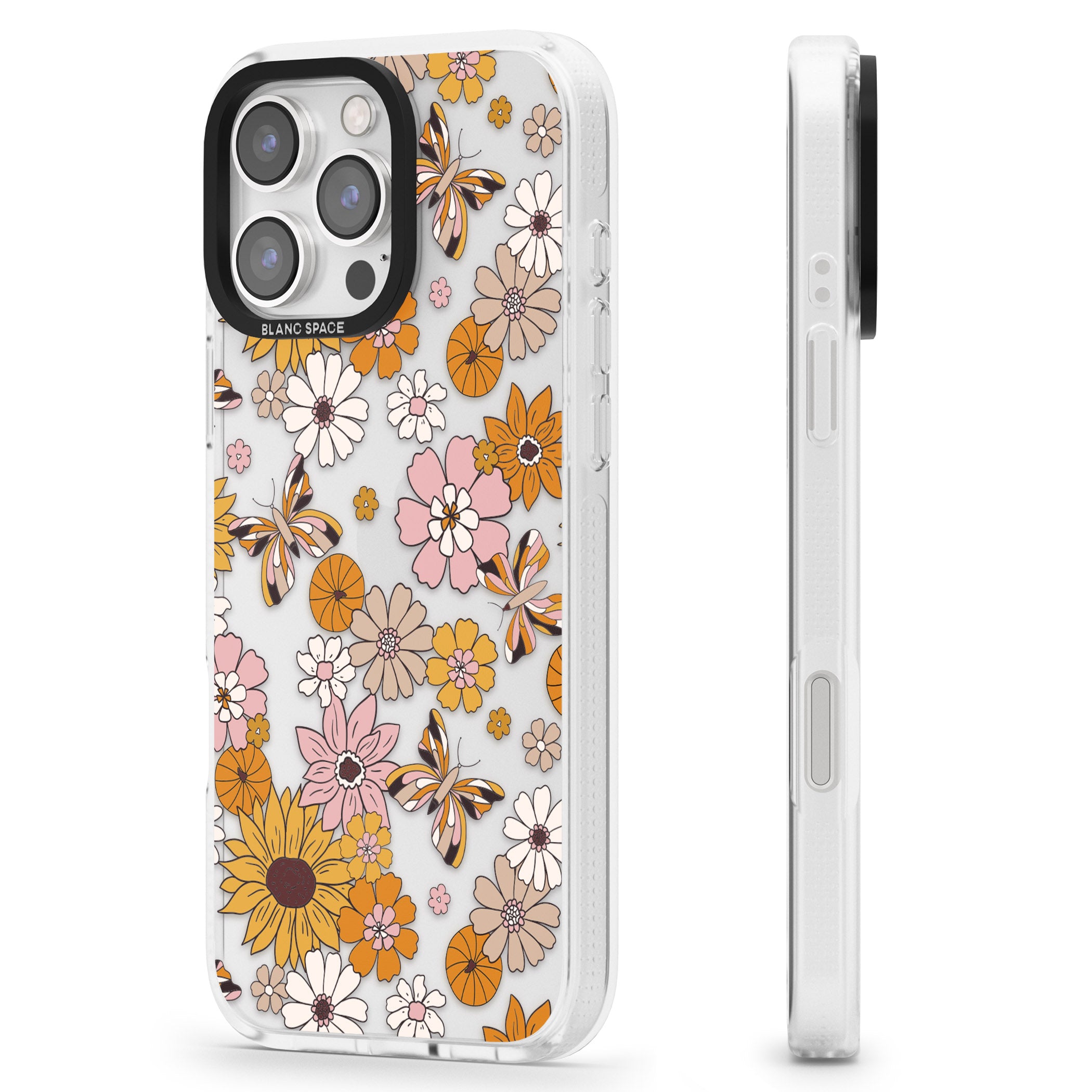 Butterfly & Bloom Autumn Floral iPhone 16 Pro Max / 16 Pro Clear Case Impact Air - Blanc Space