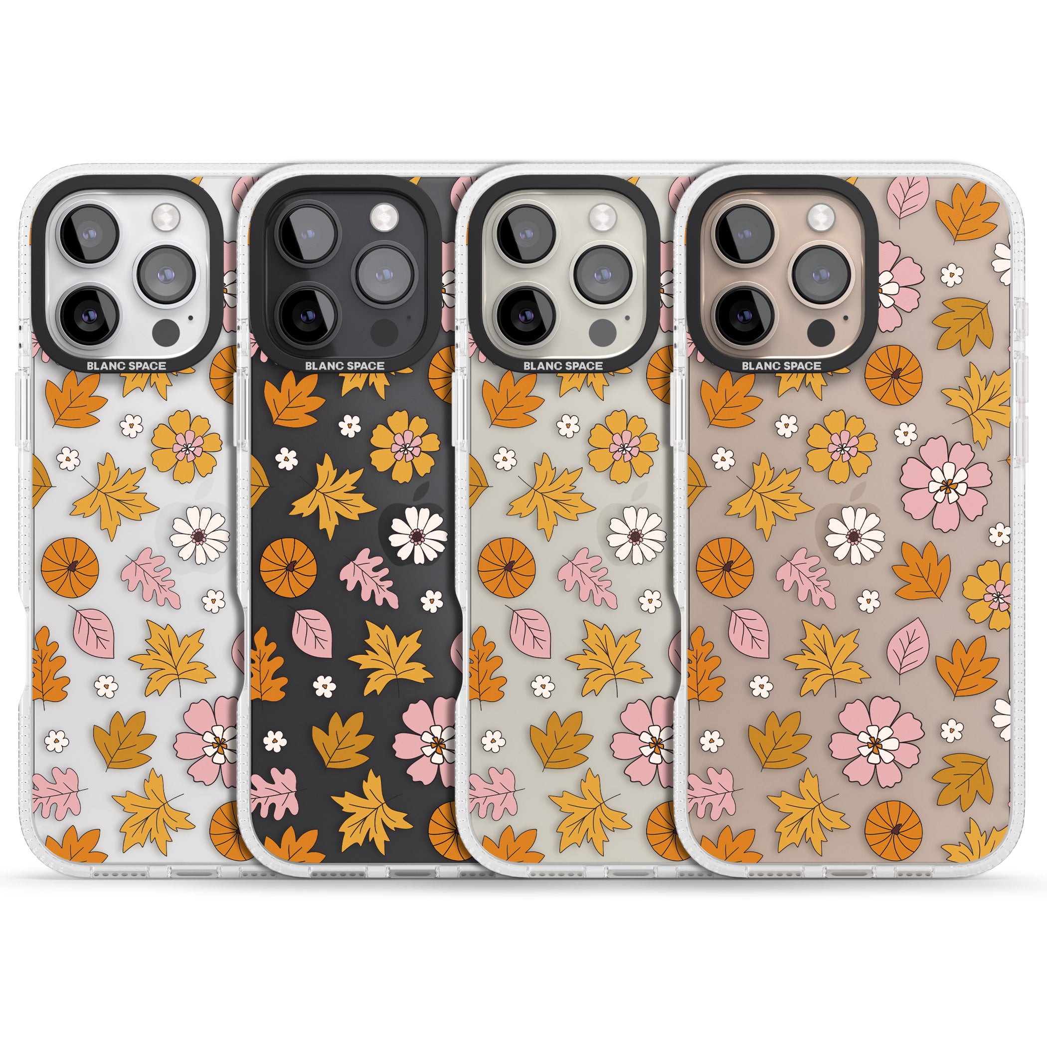 Autumn Leaves and Flowers iPhone 16 Pro Max / 16 Pro Clear Case Impact Air - Blanc Space